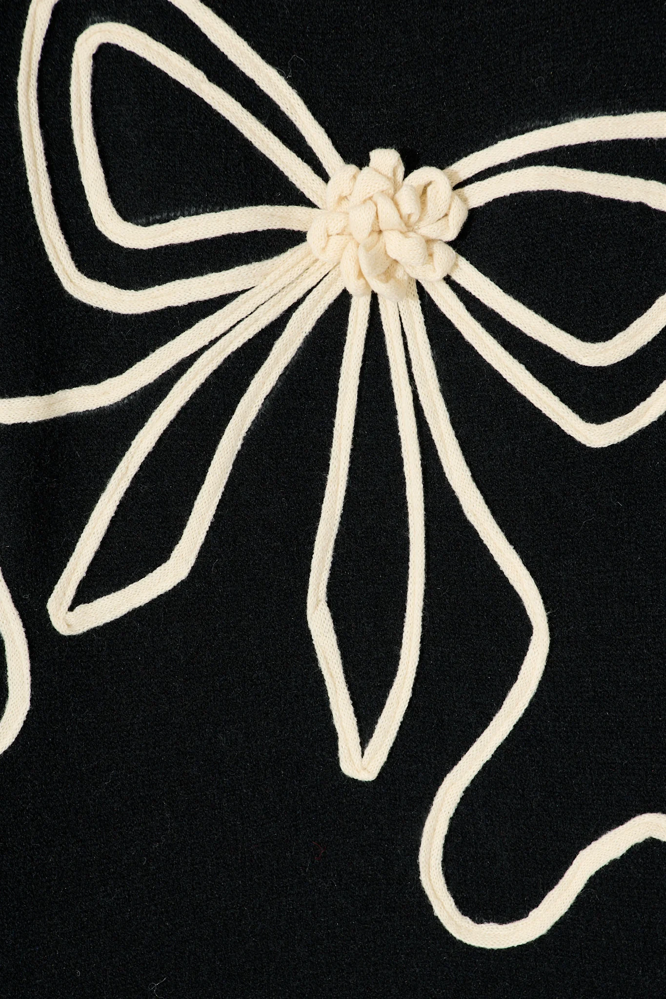 Rosa Knit in Black with Cream Bow Cotton Blend - Image 6