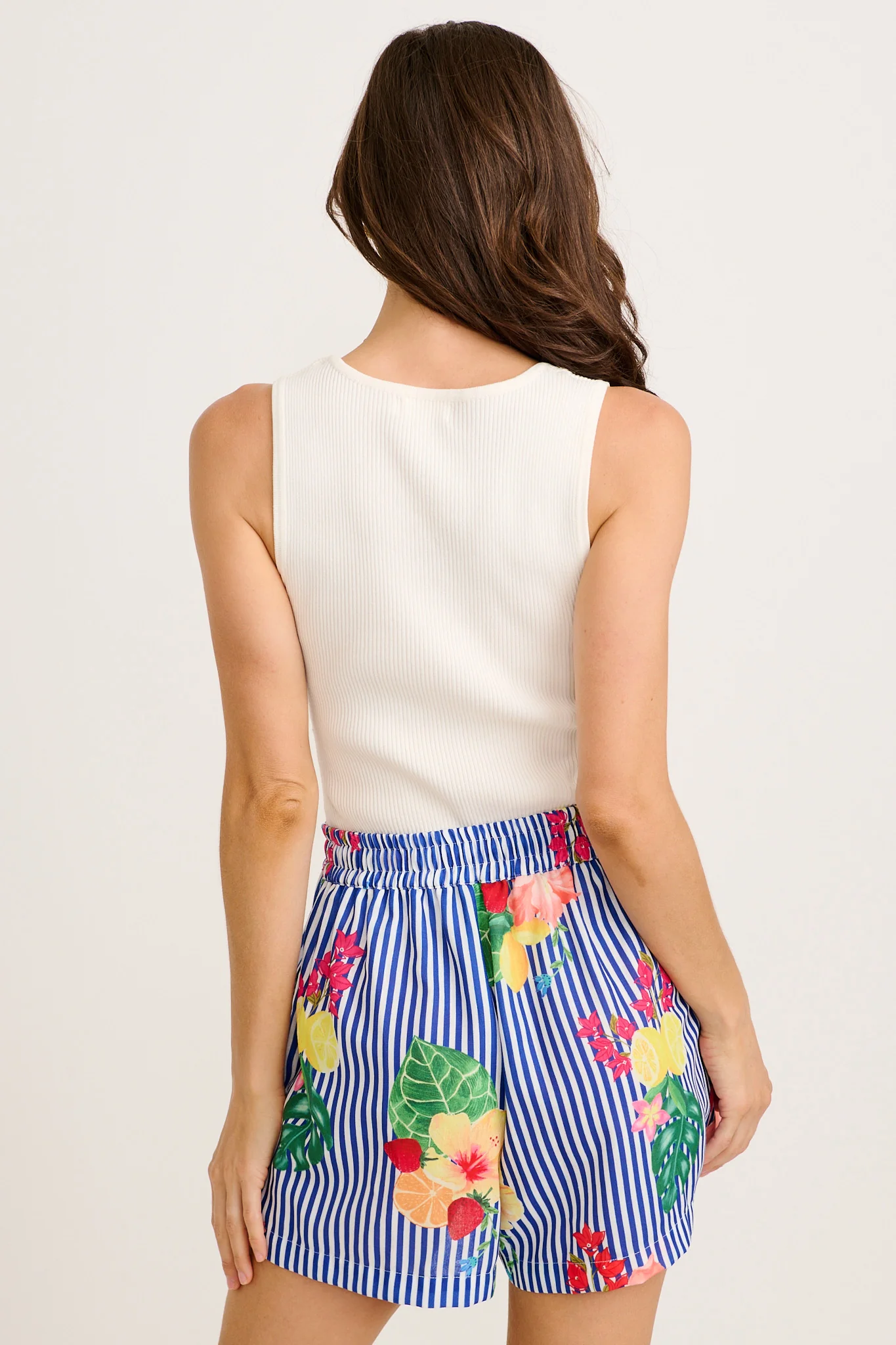 Rosela Short in Blue Stripe Print Linen Blend - Image 6