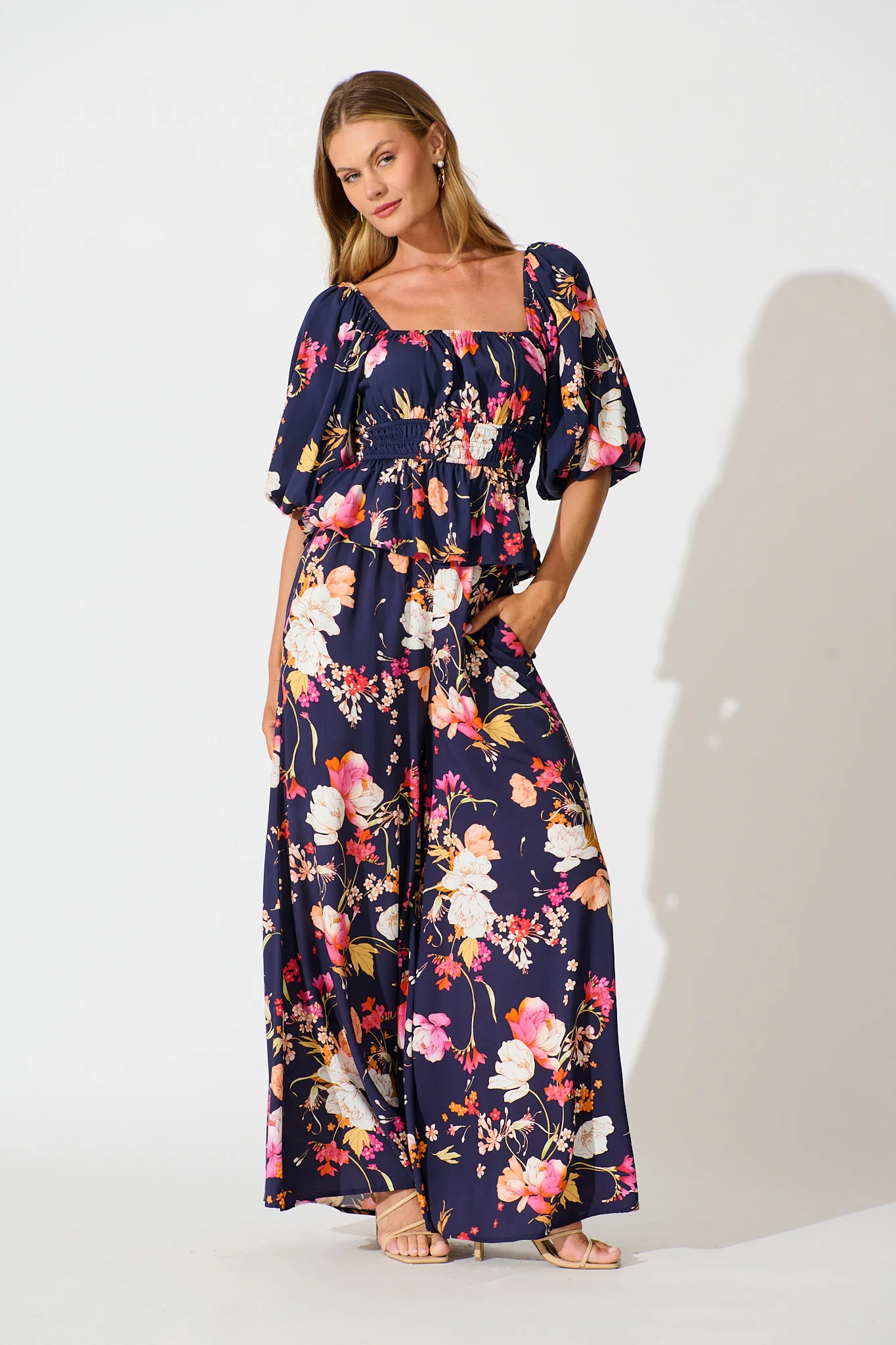 Rosella Top In Navy with Multi Floral - Image 9