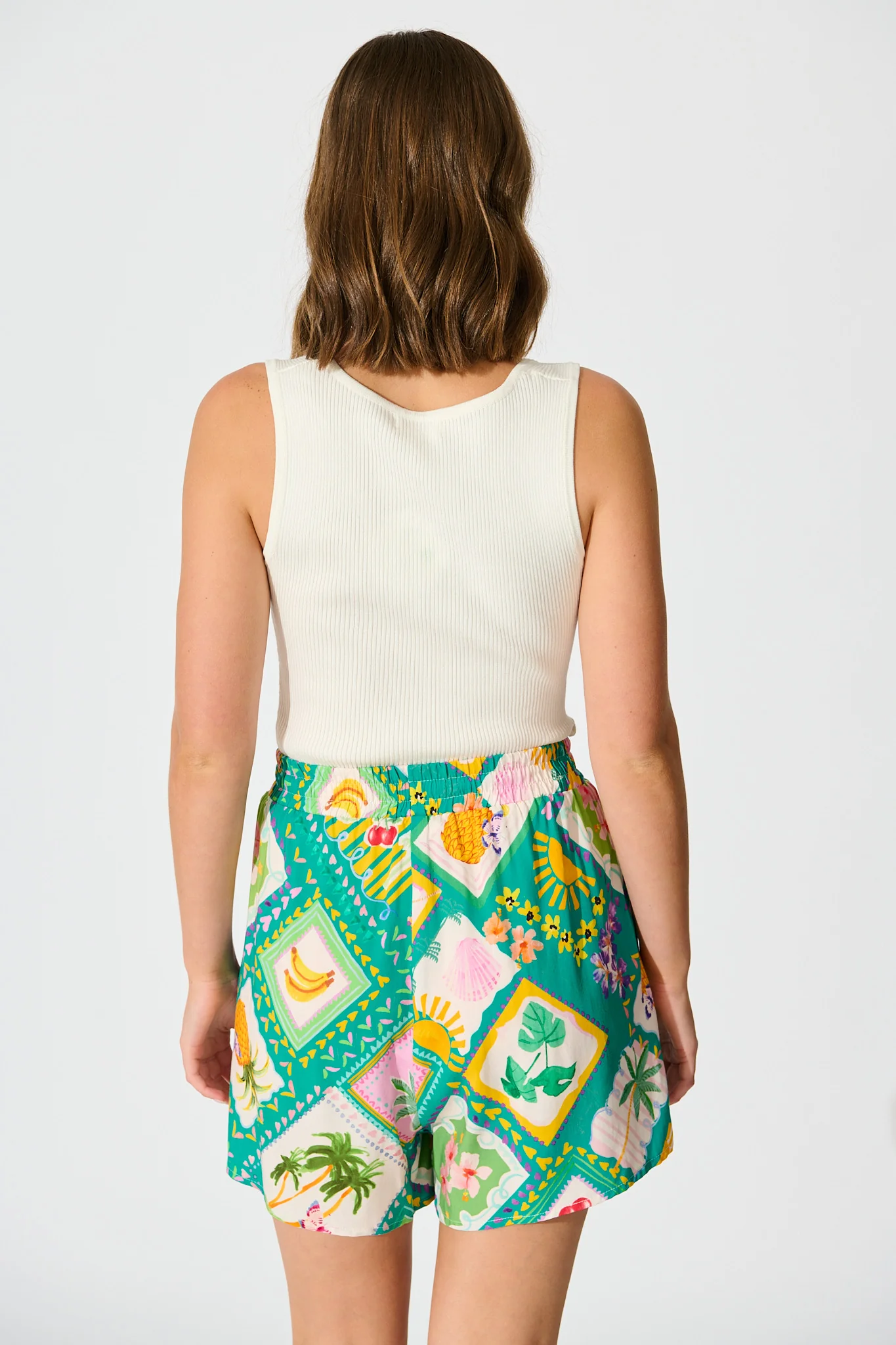 Rosewater Short in Green with Multi Tile Print - Image 6