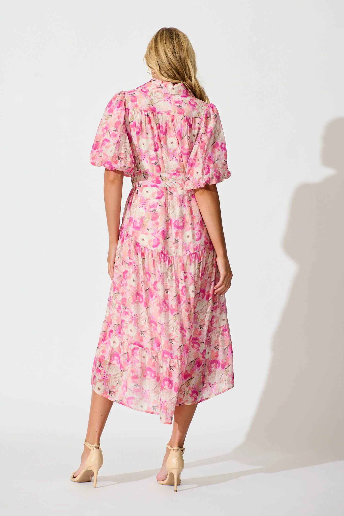 Rosina Maxi Shirt Dress in Pink Multi Floral - Image 4