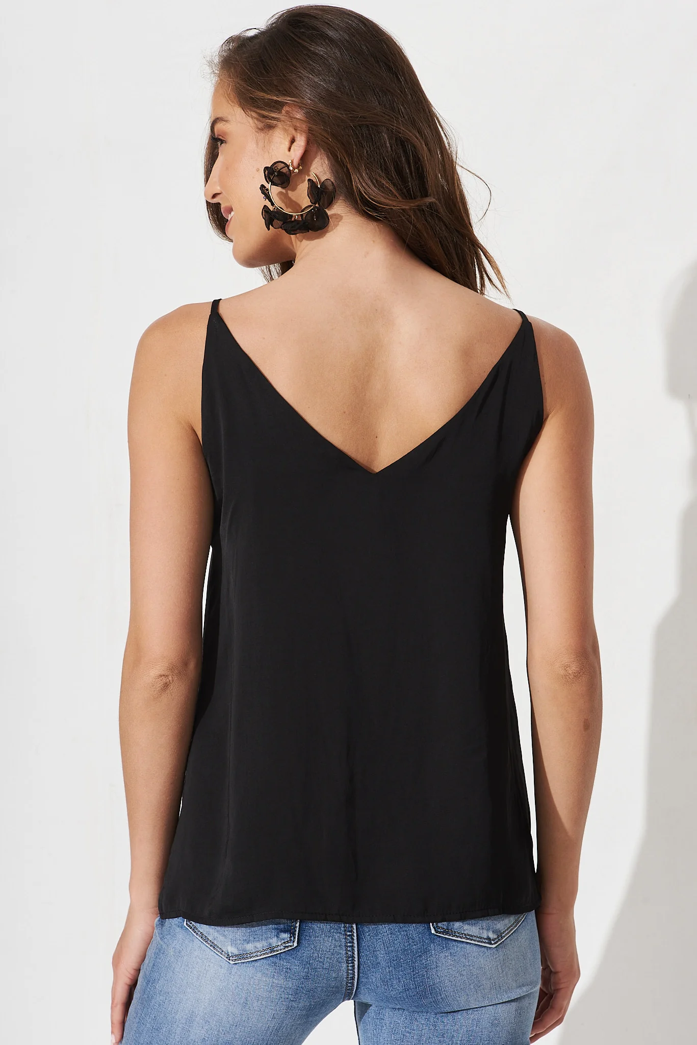 Rowland Cami Top In Black Satin - Image 5