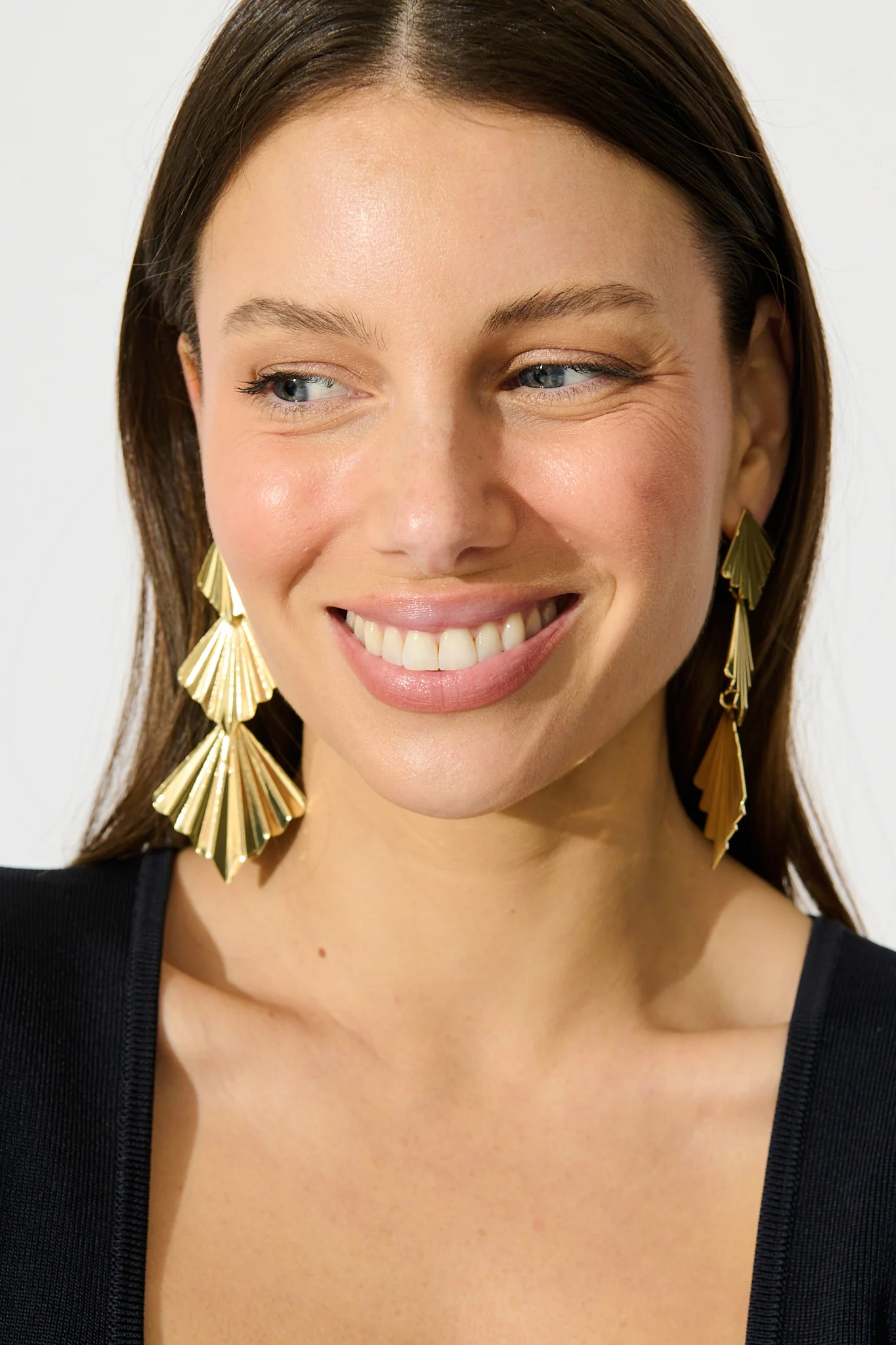 Ruby Drop Earrings in Gold - Image 2