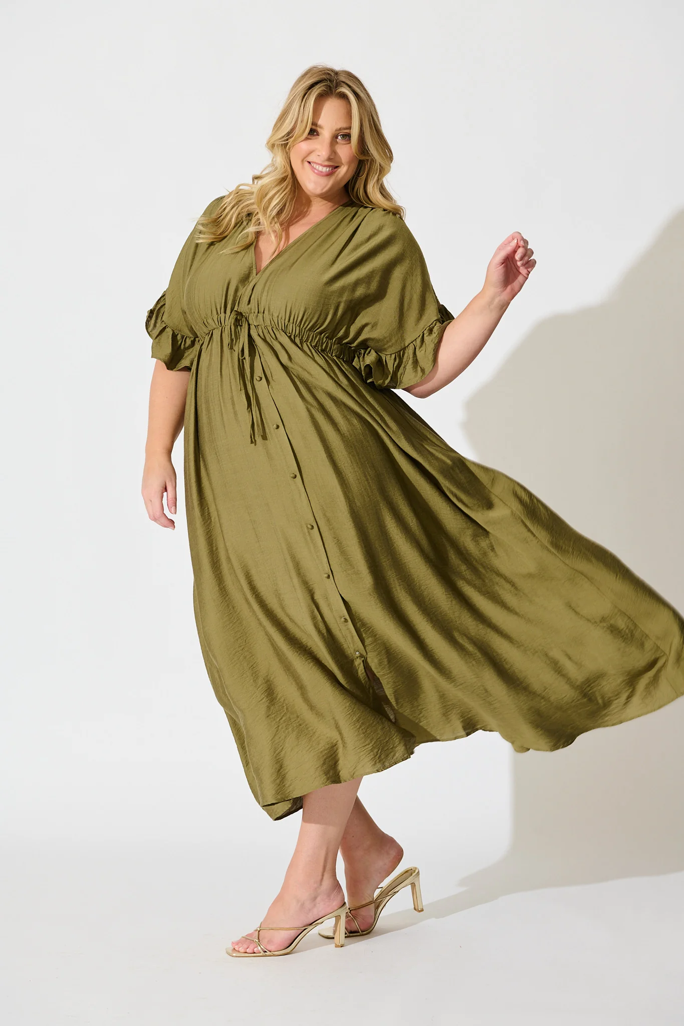 Rue Maxi Dress In Khaki - Image 8