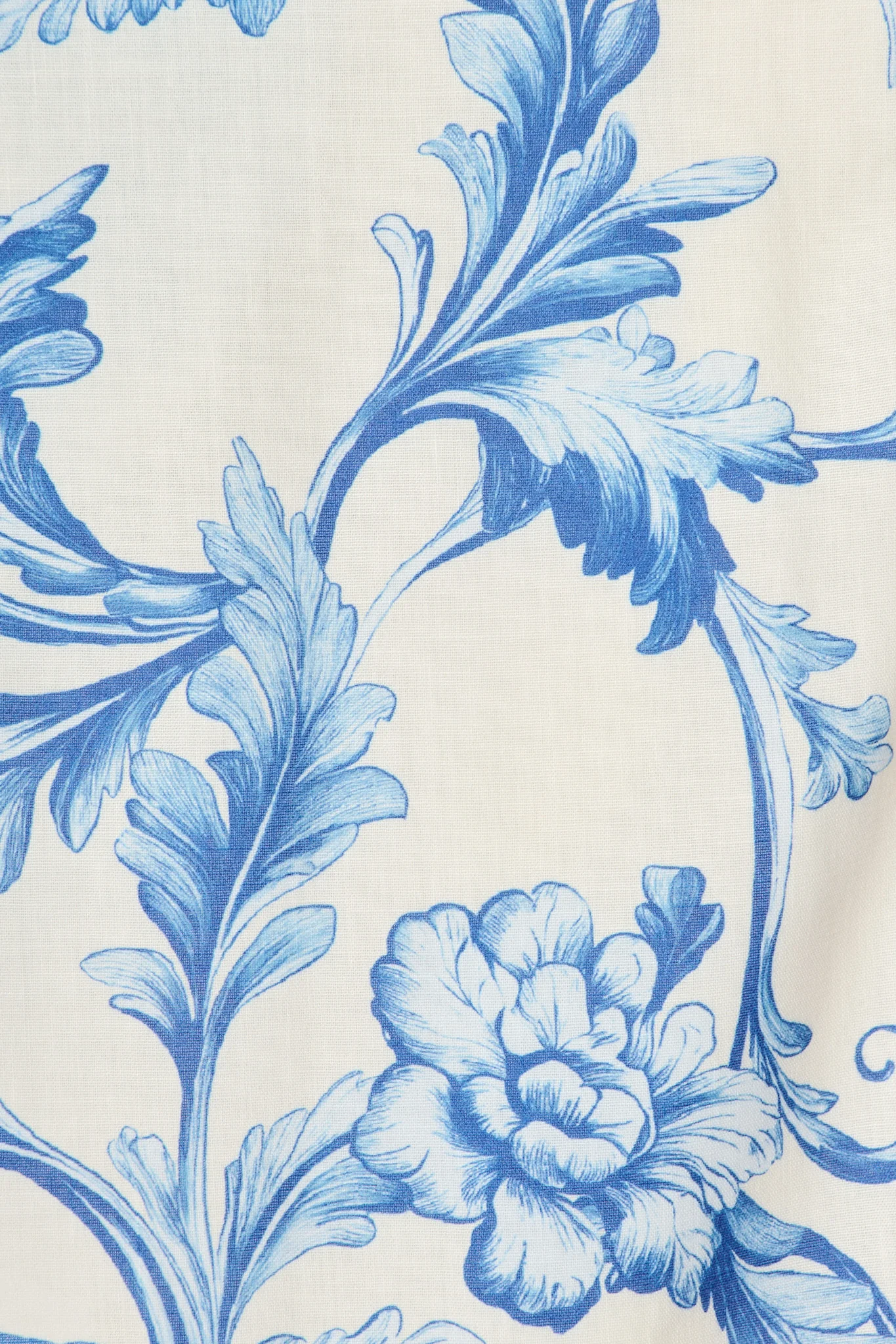 Sabina Shirt Dress in White with Blue Floral Linen Blend - Image 6