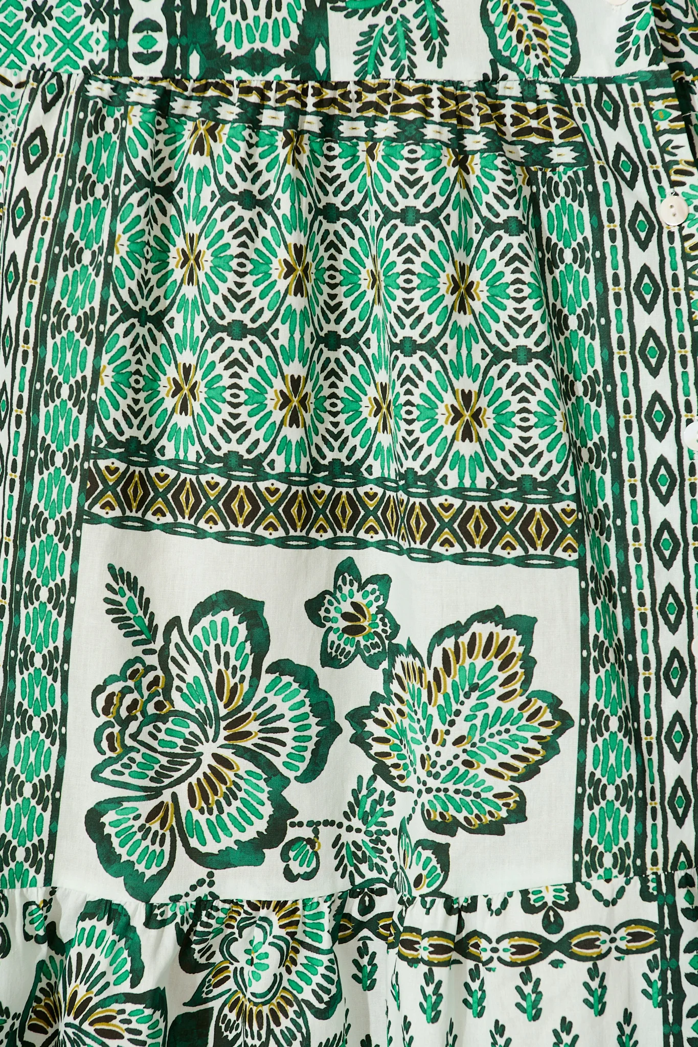 Sable Maxi Shirt Dress in Green with White Patchwork Cotton - Image 6
