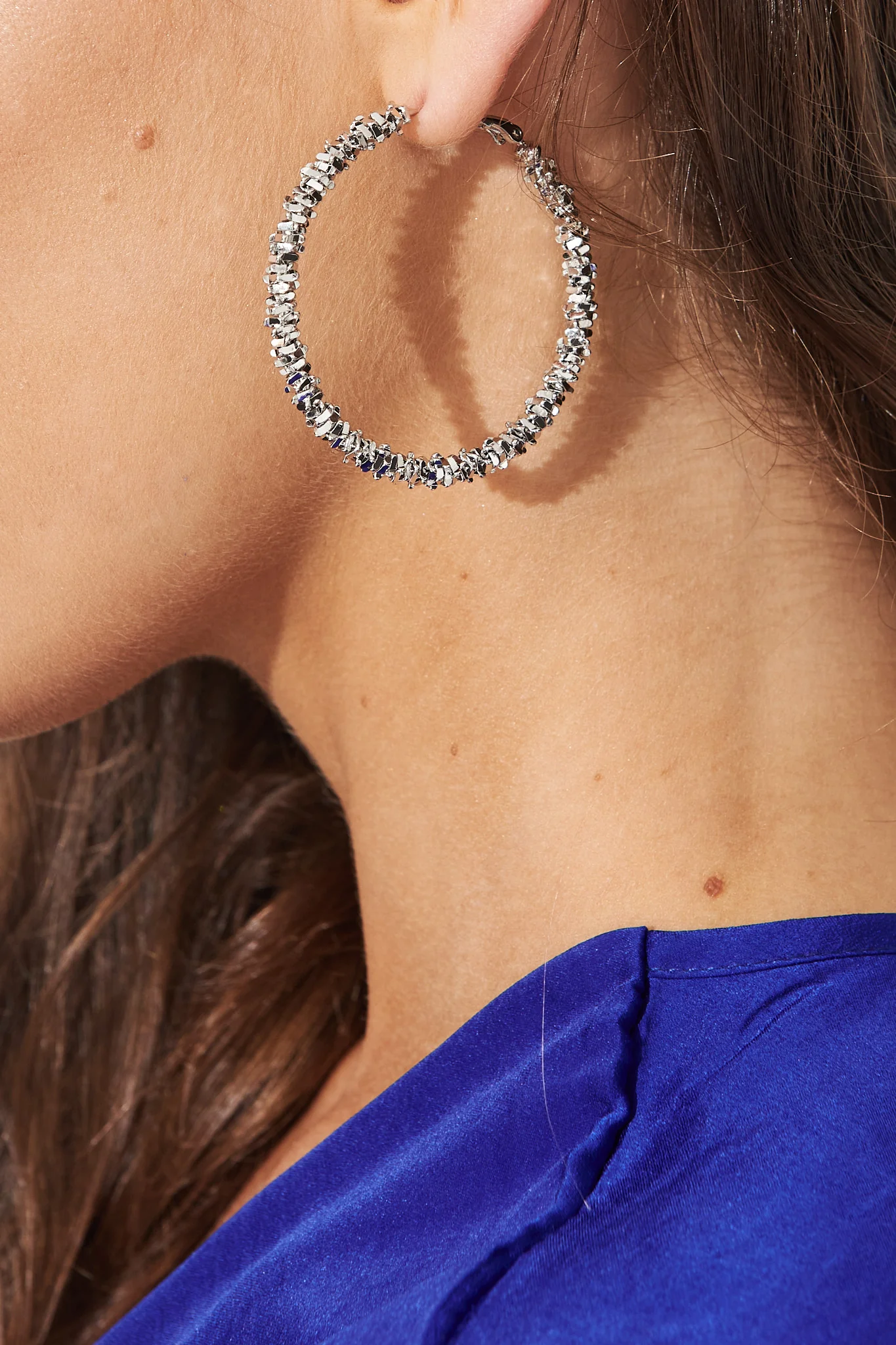 Sable Textured Hoop In Silver - Image 4