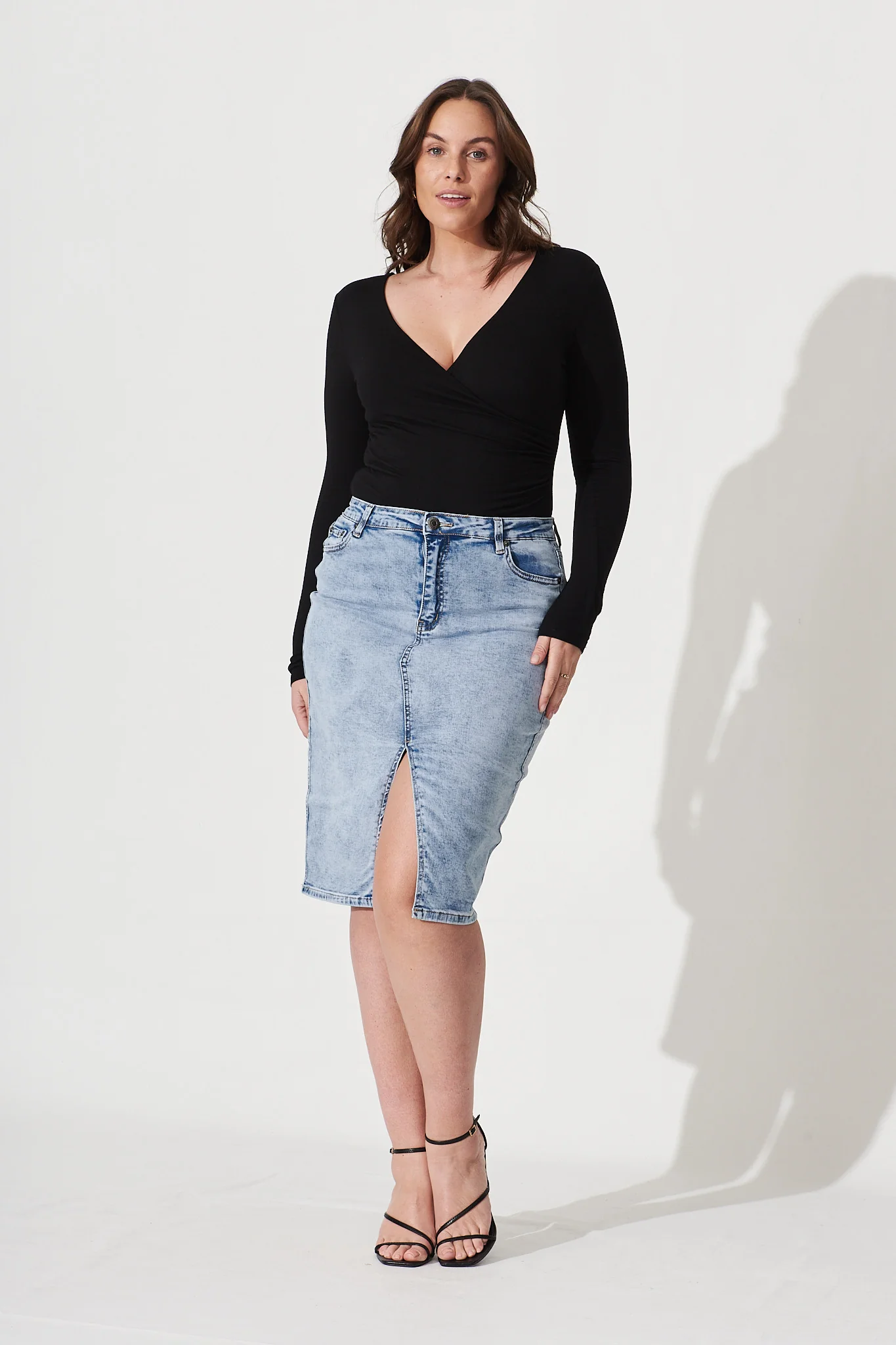 Sadie Denim Skirt in Acid Washed Blue - Image 6