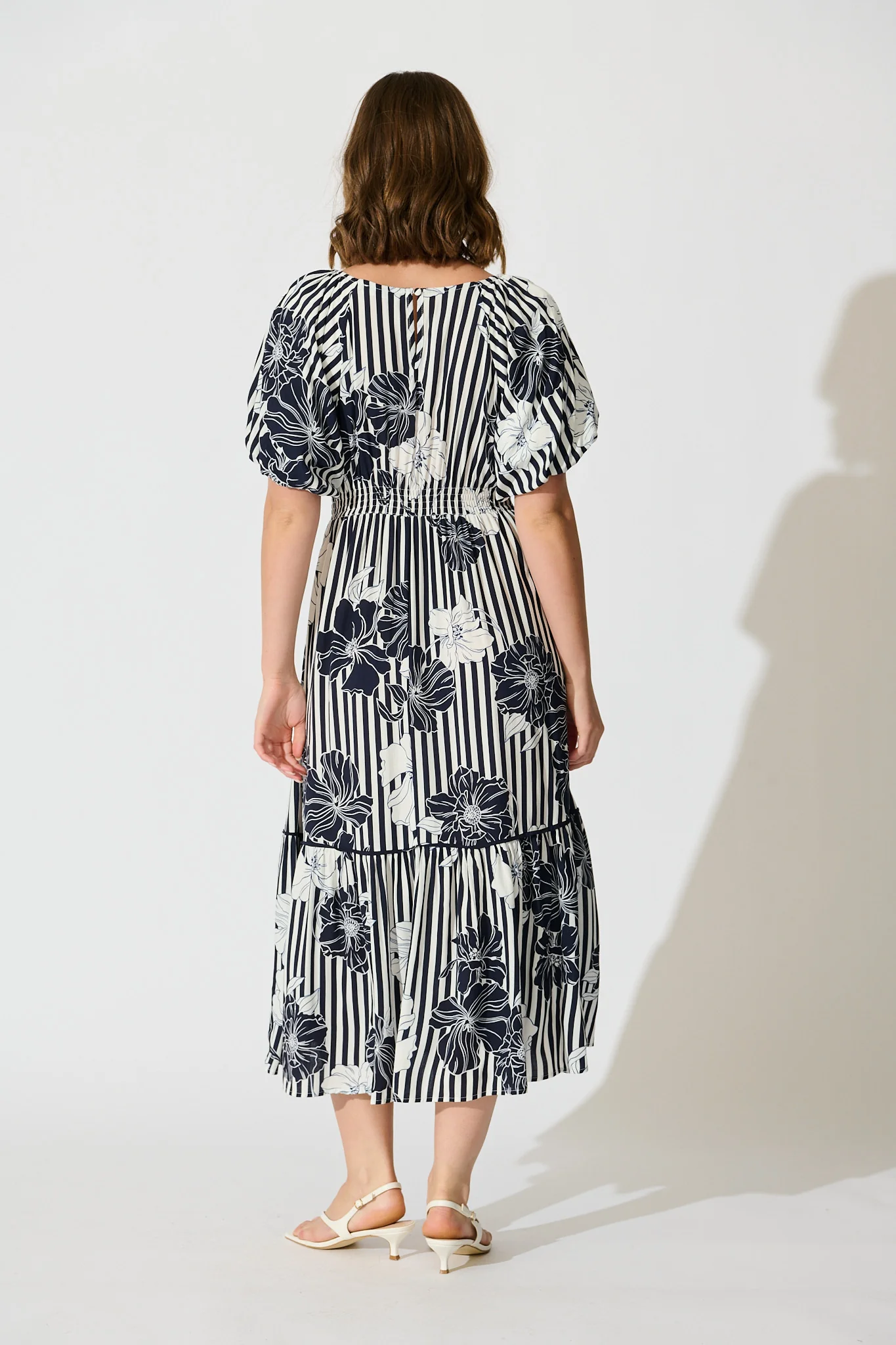 Sailaway Midi Dress in Navy Stripe Floral - Image 6