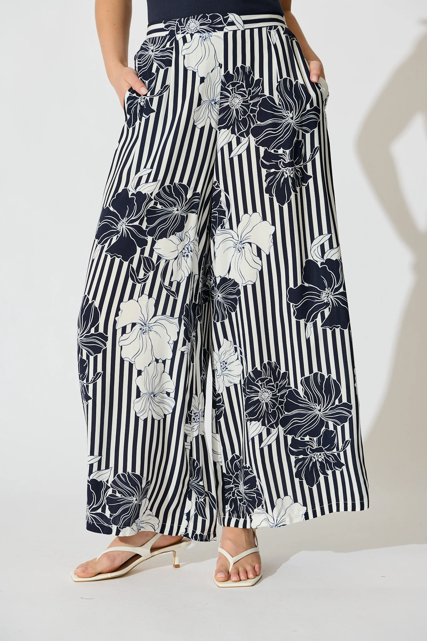 Sailbloom Pant in Navy Stripe Floral - Image 5