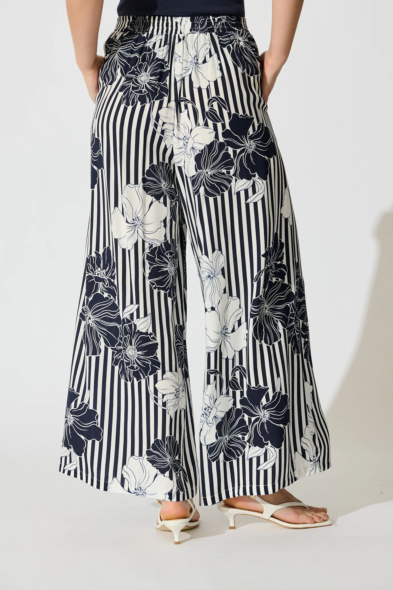 Sailbloom Pant in Navy Stripe Floral - Image 7