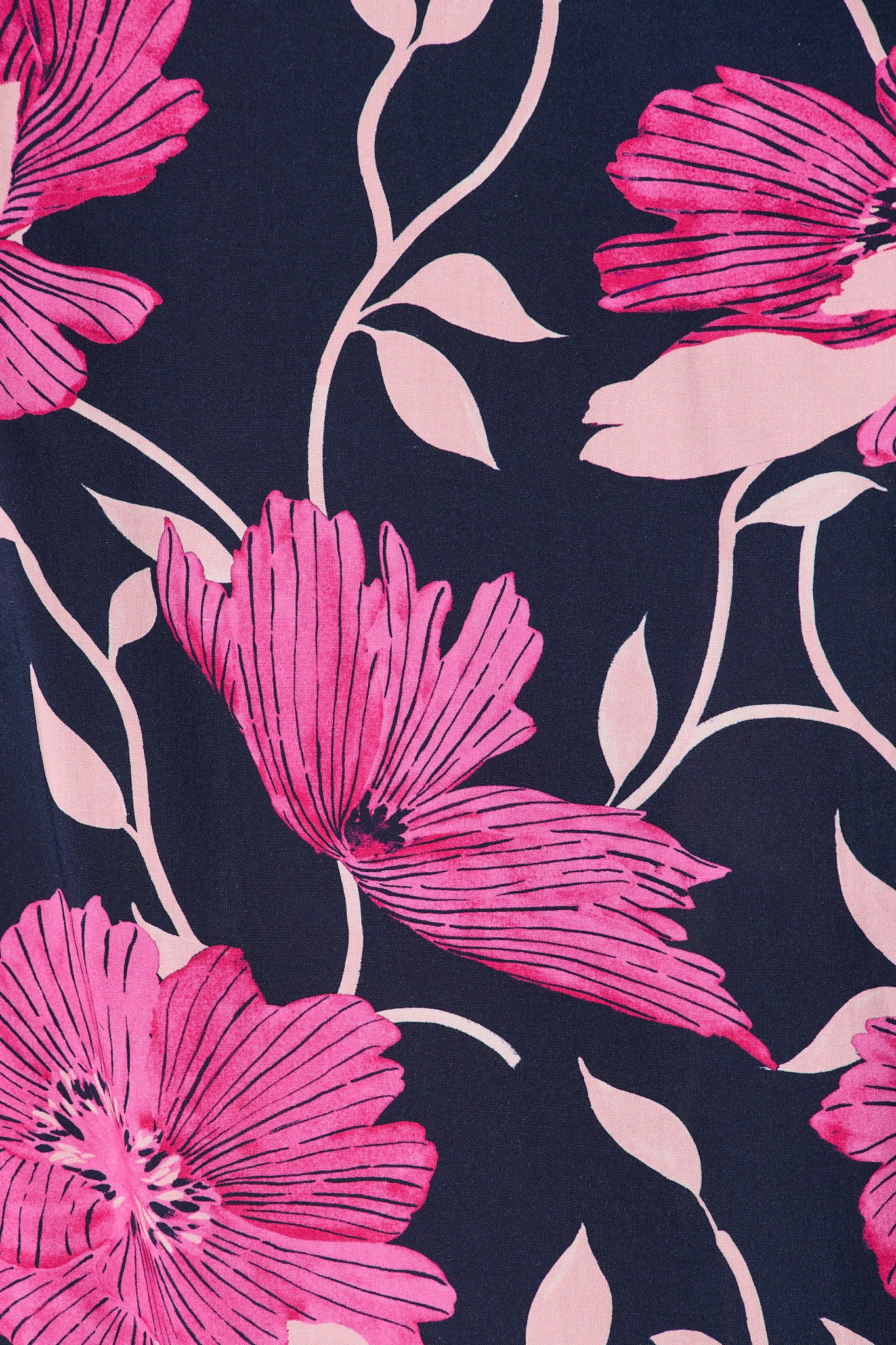 Sally Midi Shirt Dress In Navy with Pink Floral - Image 6