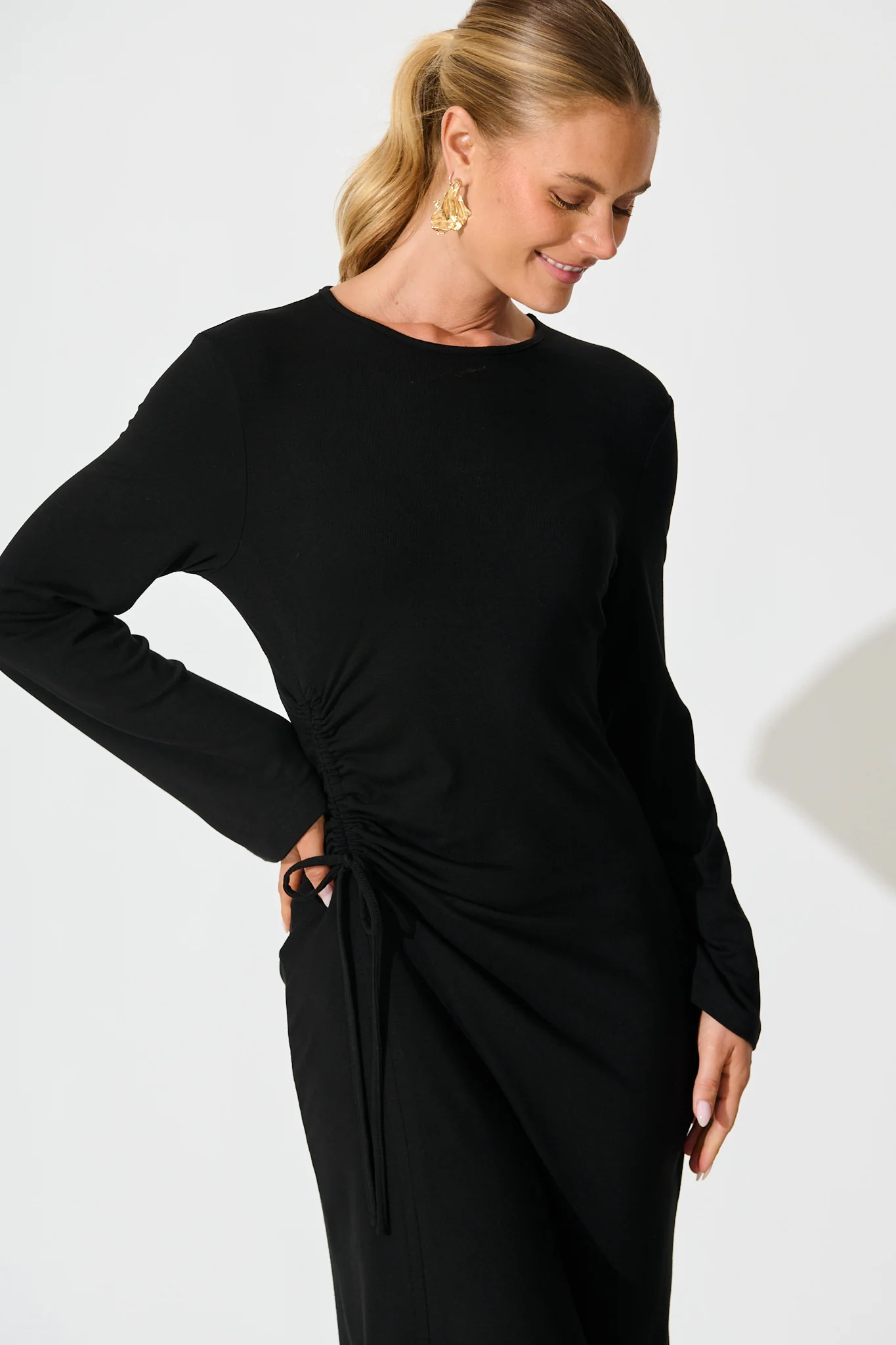 Samba Maxi Dress in Black Jersey - Image 2