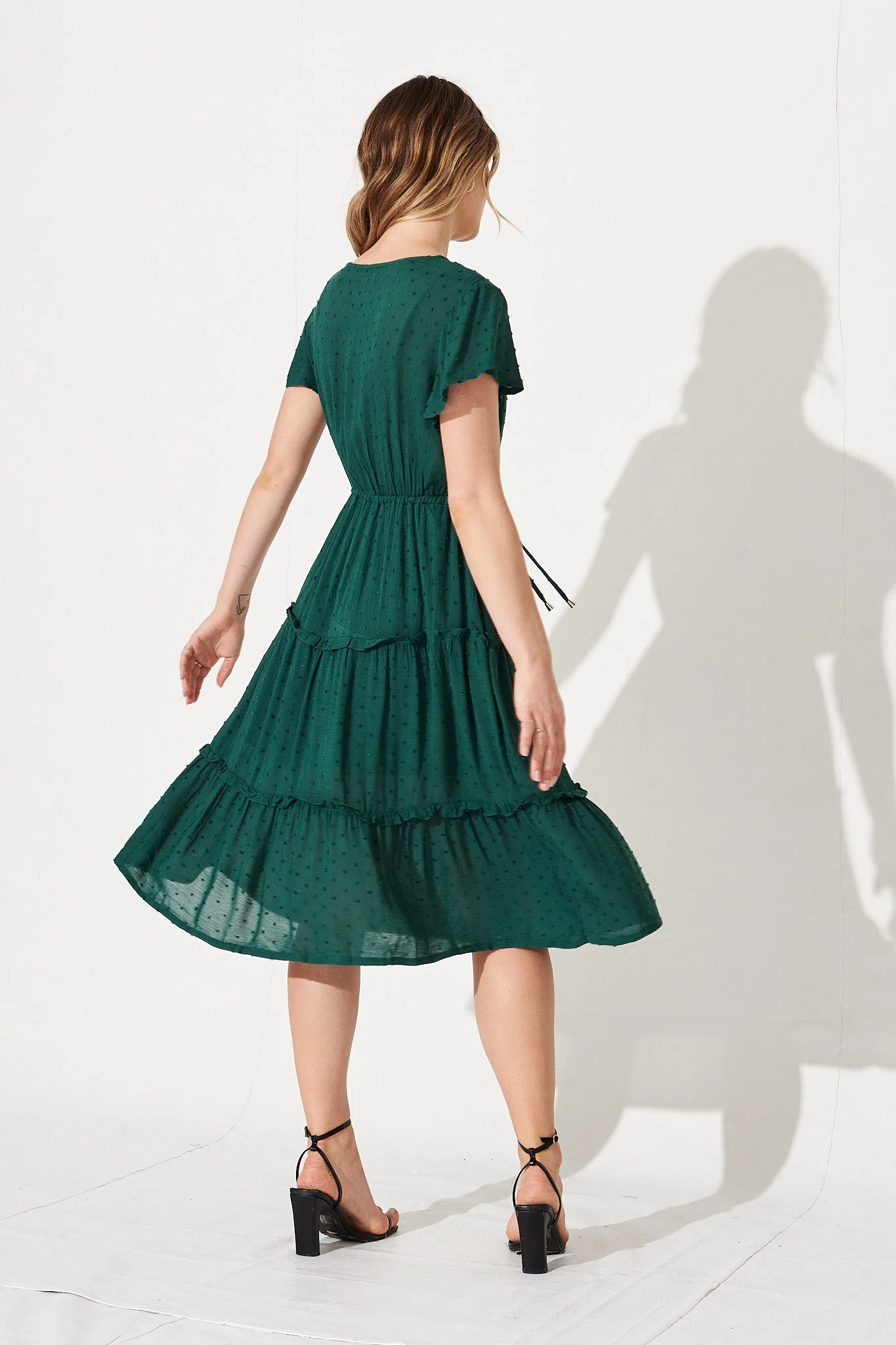 Sangria Dress In Emerald Green Swiss Dot - Image 4