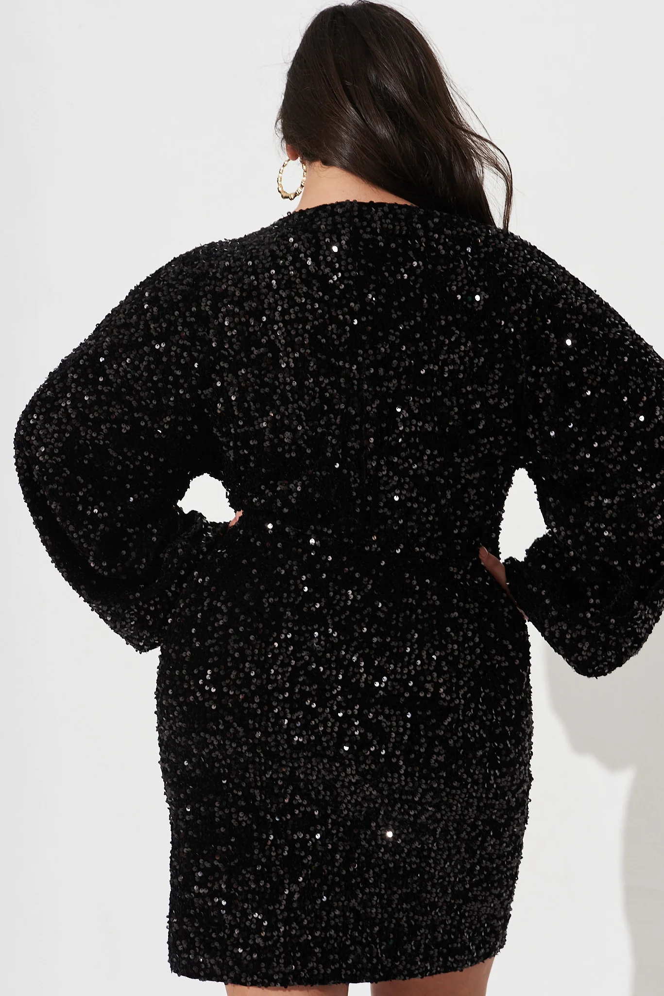 Sapphira Sequin Dress In Black - Image 10