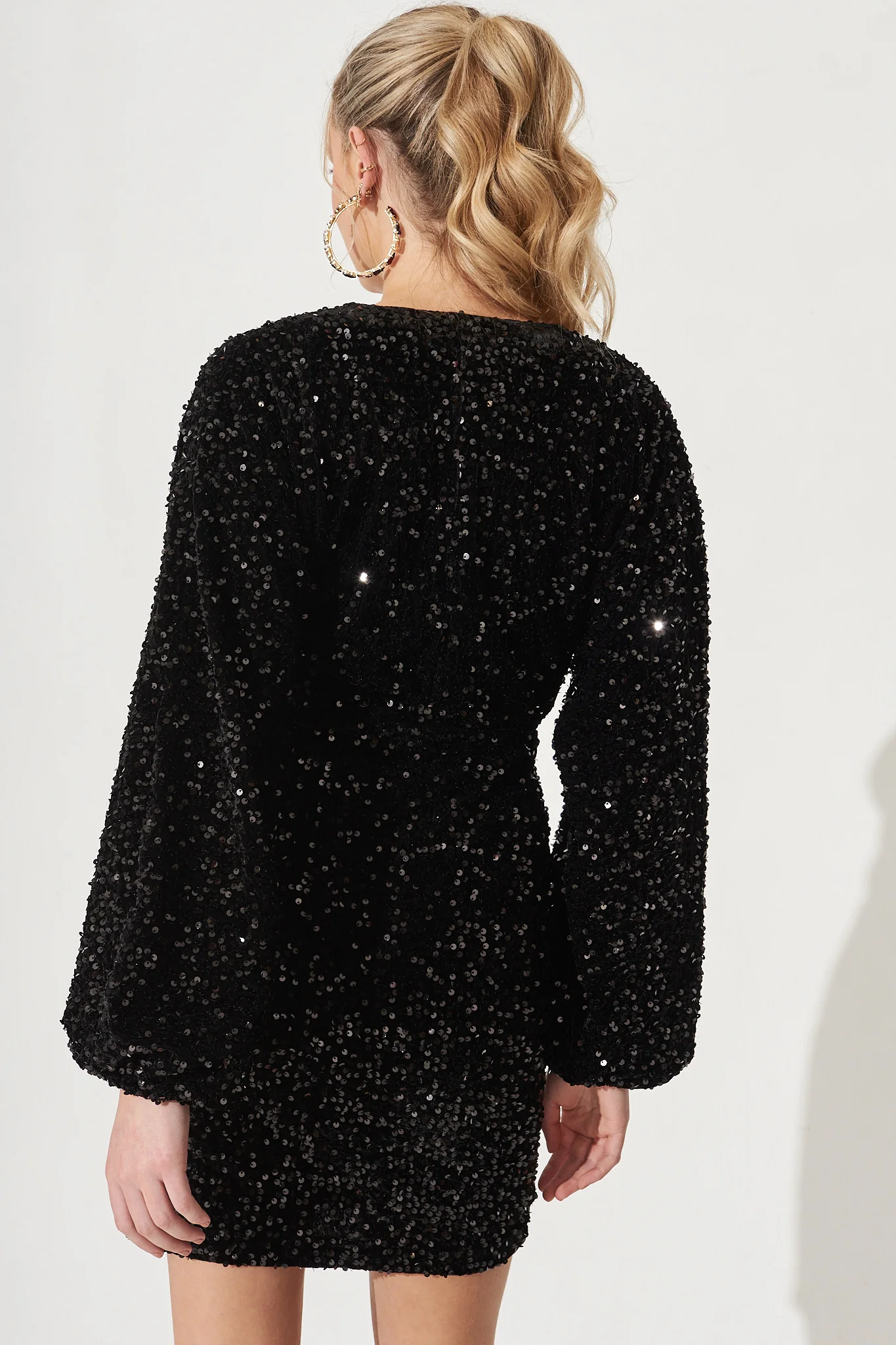 Sapphira Sequin Dress In Black - Image 6