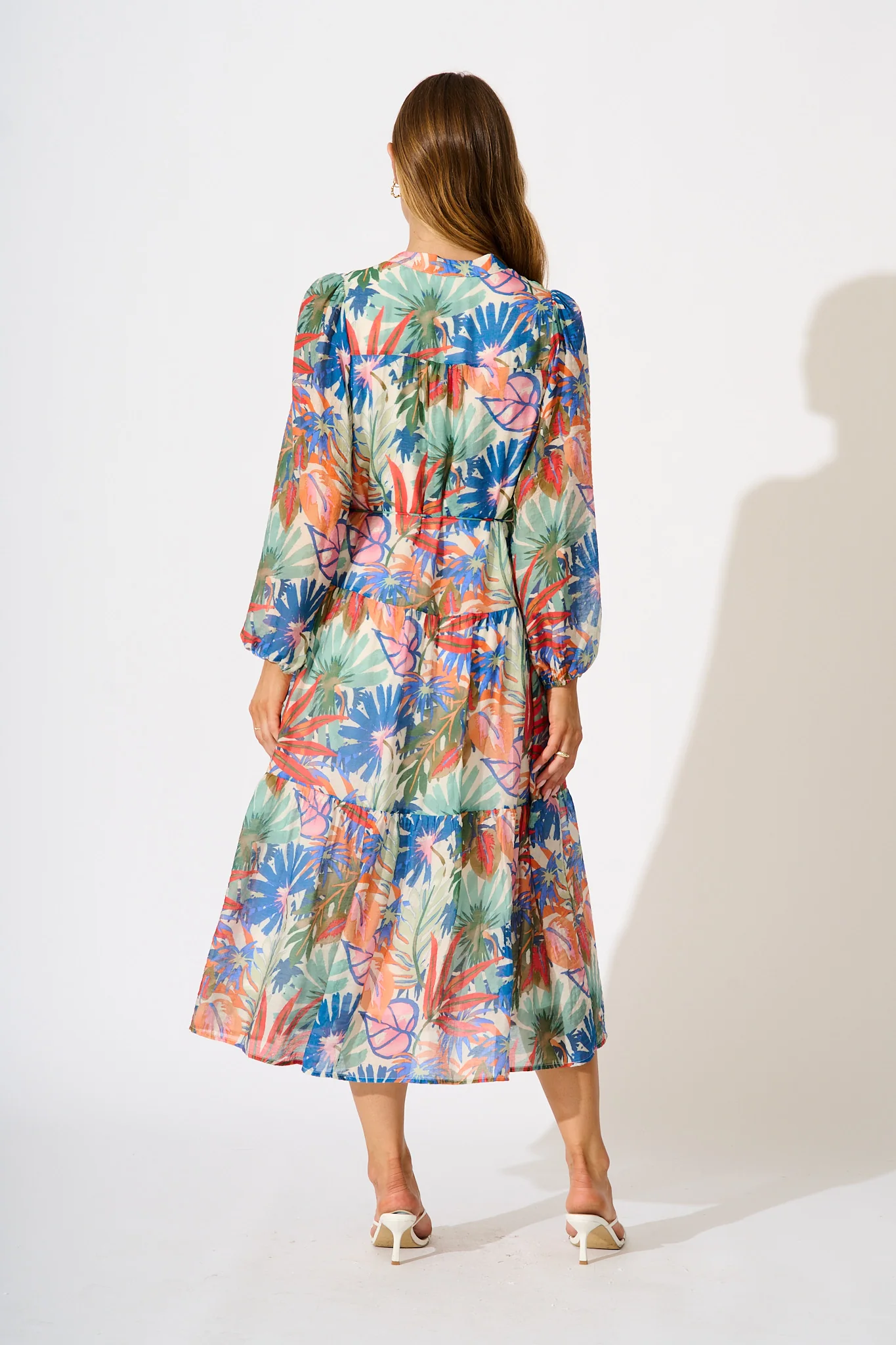 Sardinia Midi Dress in Multi Leaf Print - Image 4