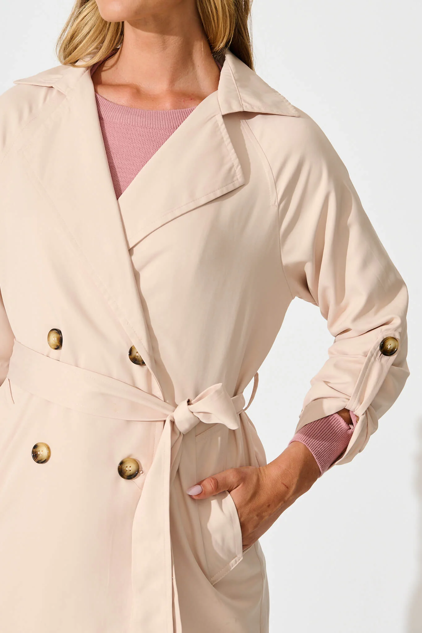 Sasha Trench Coat in Beige - Image 9