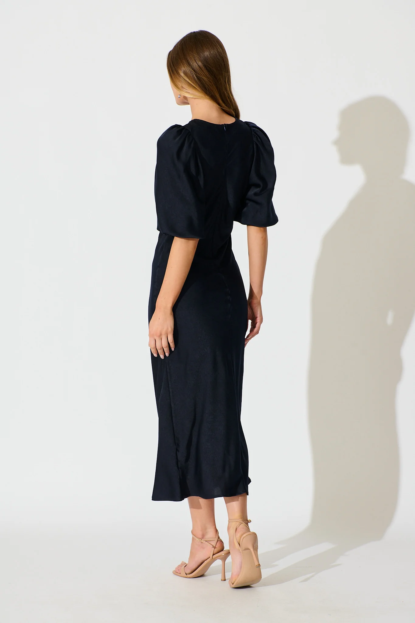 Satin Dream Maxi Dress in Navy Satin - Image 4