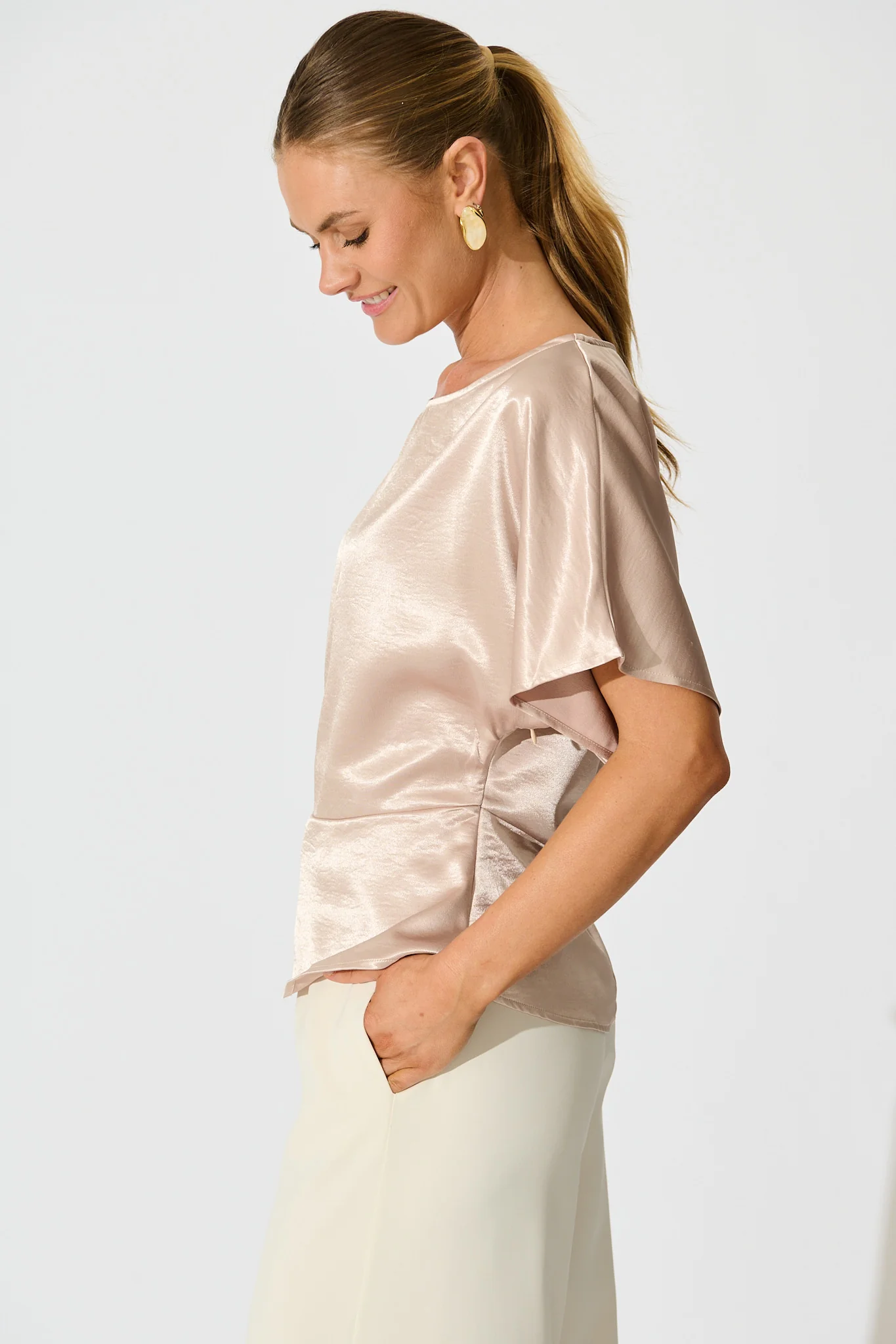 Satin Serenade Top in Champagne - Image 2