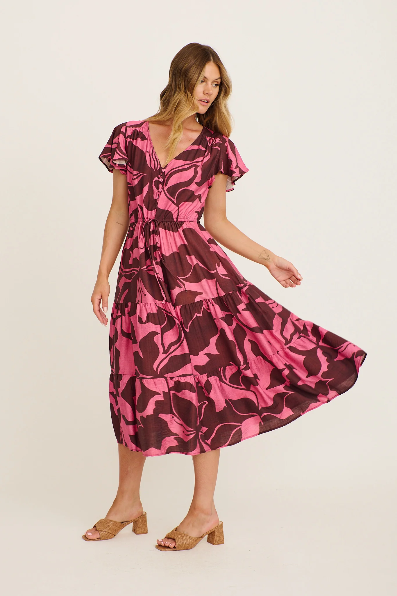 Saturday Midi Dress In Pink Floral Print - Image 3