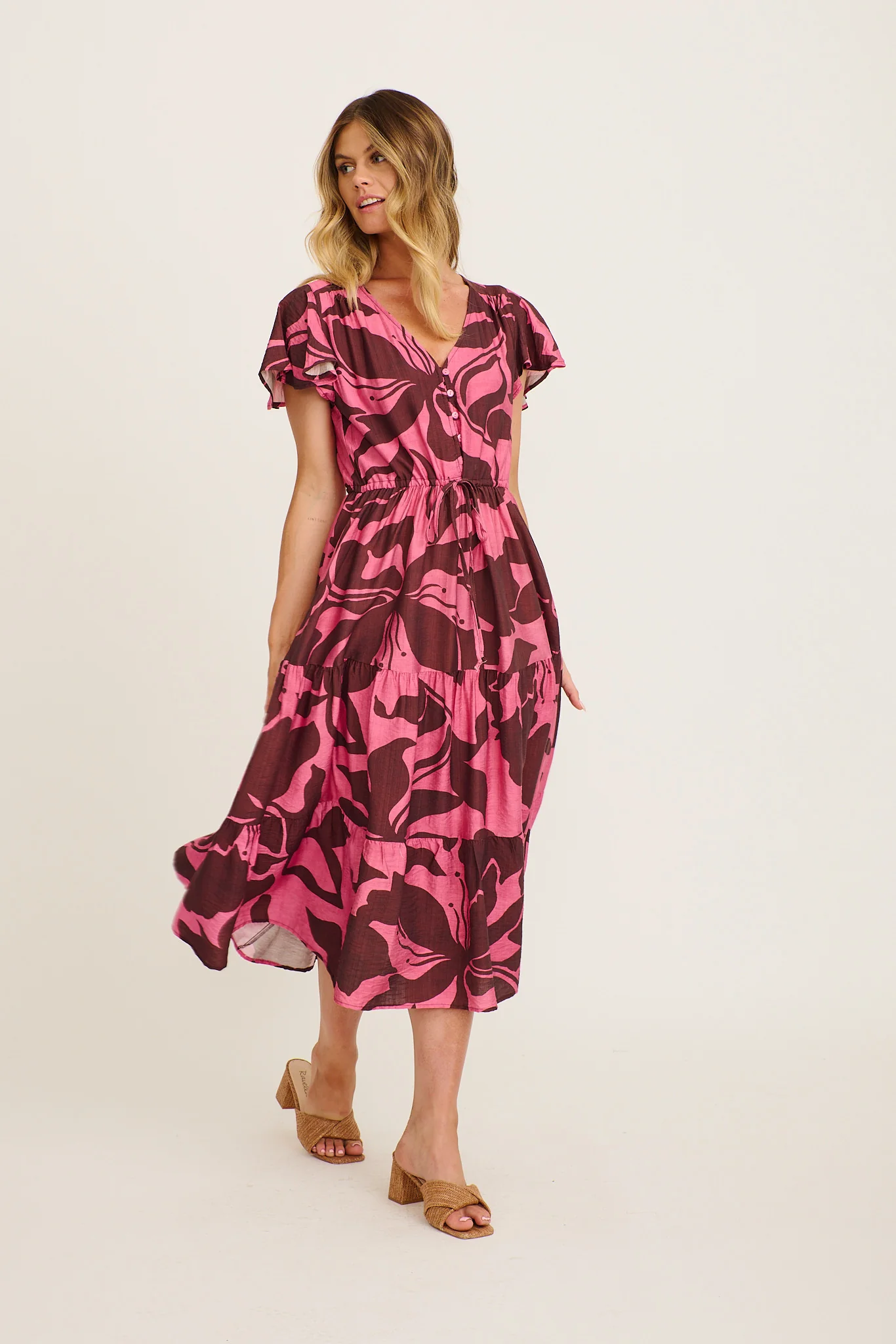 Saturday Midi Dress In Pink Floral Print - Image 5