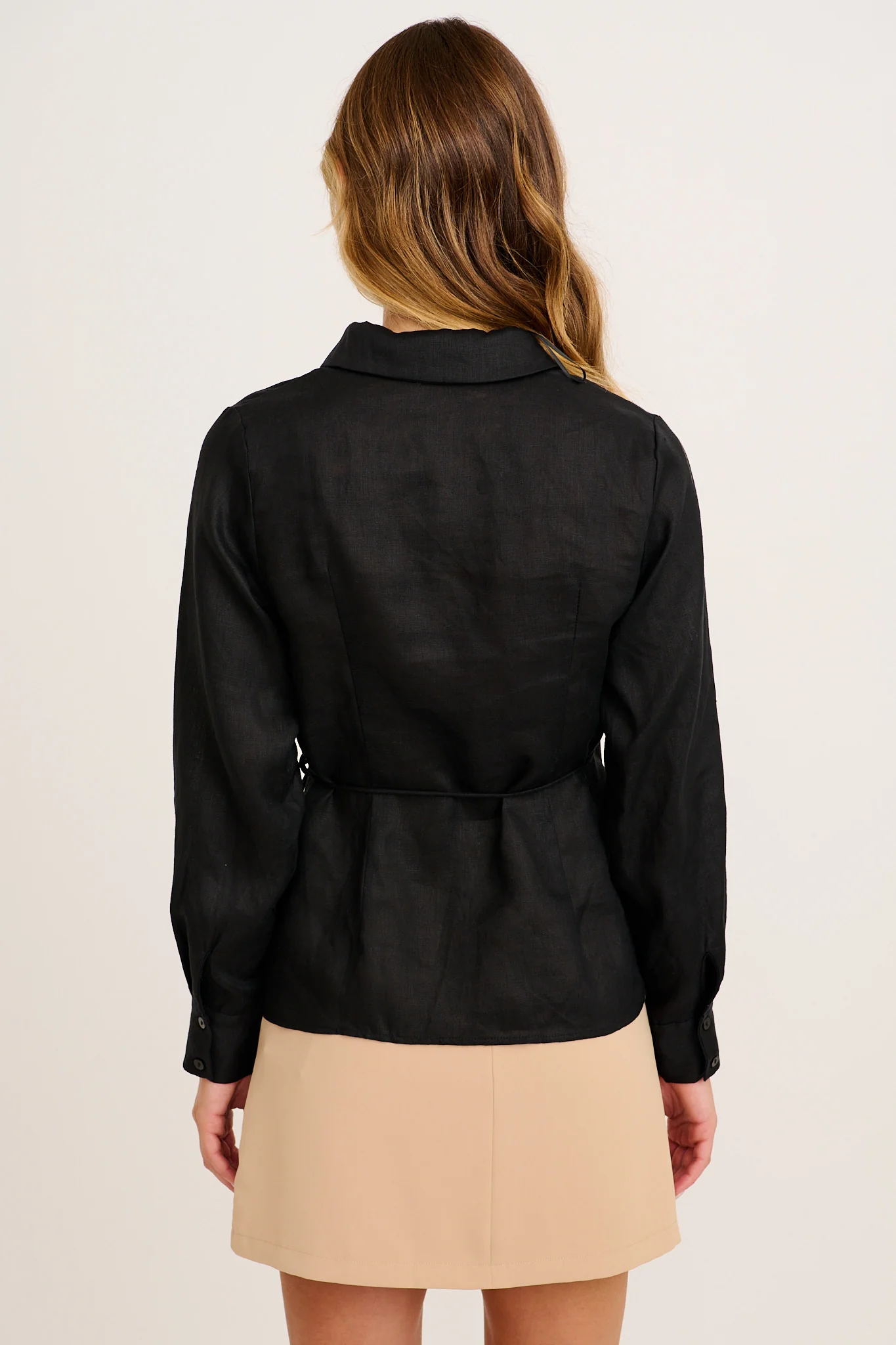 Sea Breeze Wrap Top in Black Linen - Image 3