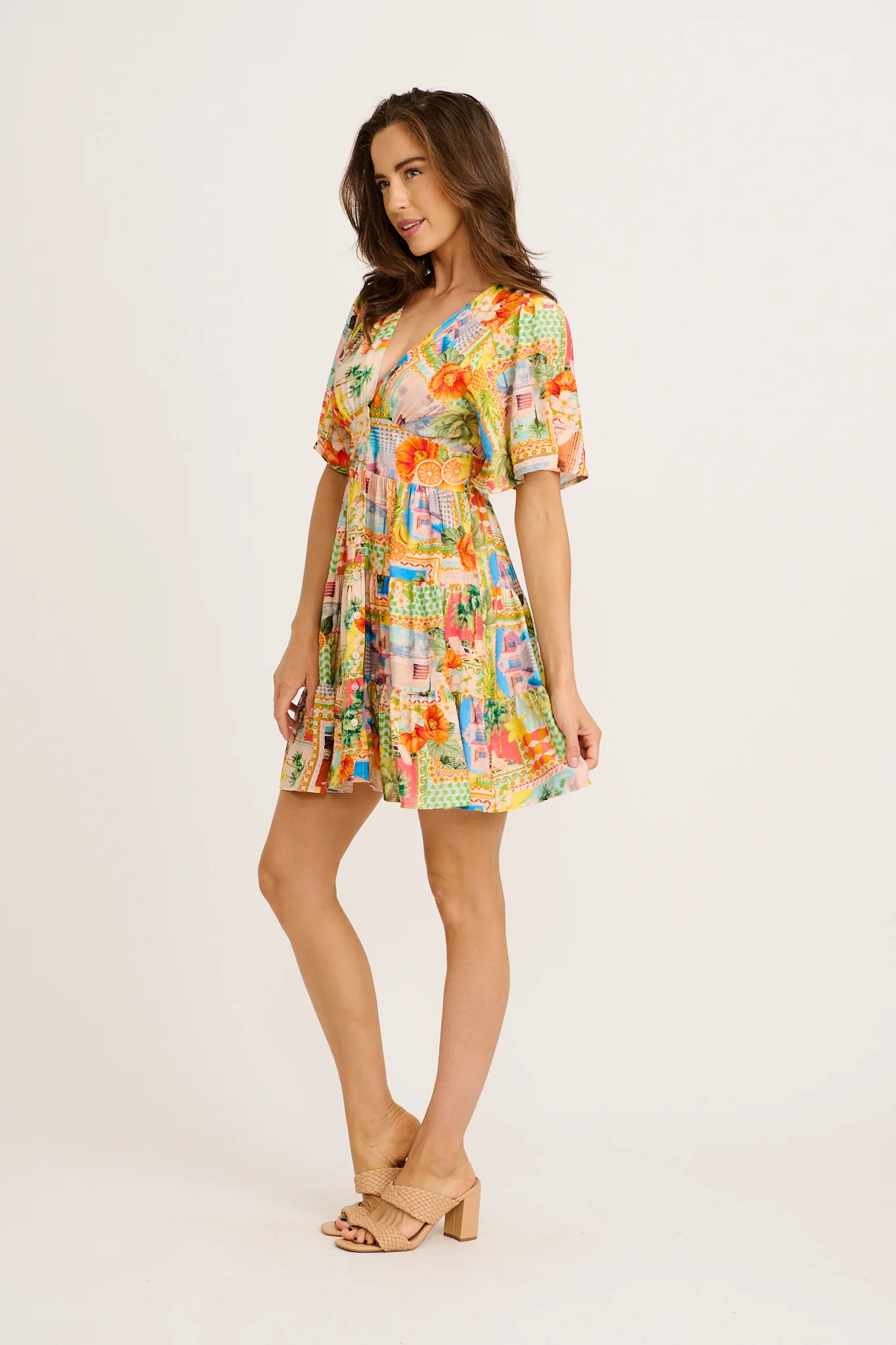 Seaside Vibe Dress in Multi Postcard Print - Image 6