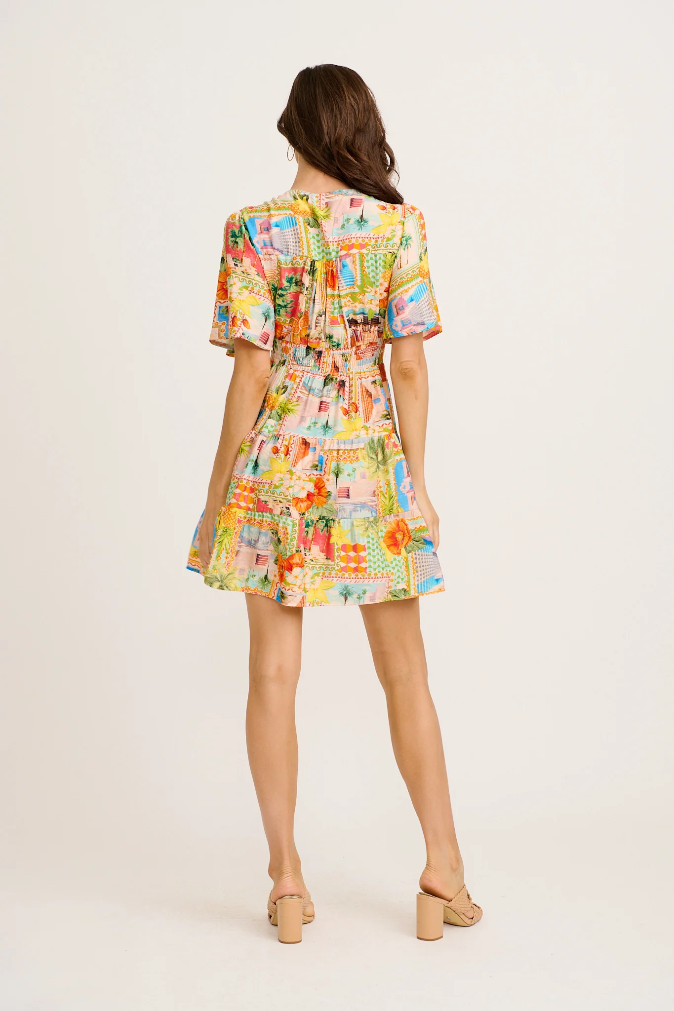 Seaside Vibe Dress in Multi Postcard Print - Image 7
