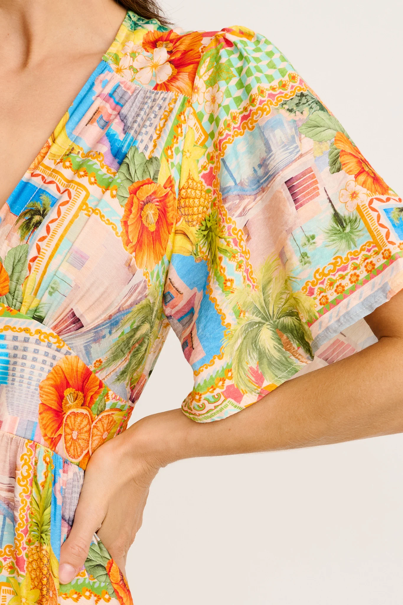 Seaside Vibe Dress in Multi Postcard Print - Image 8