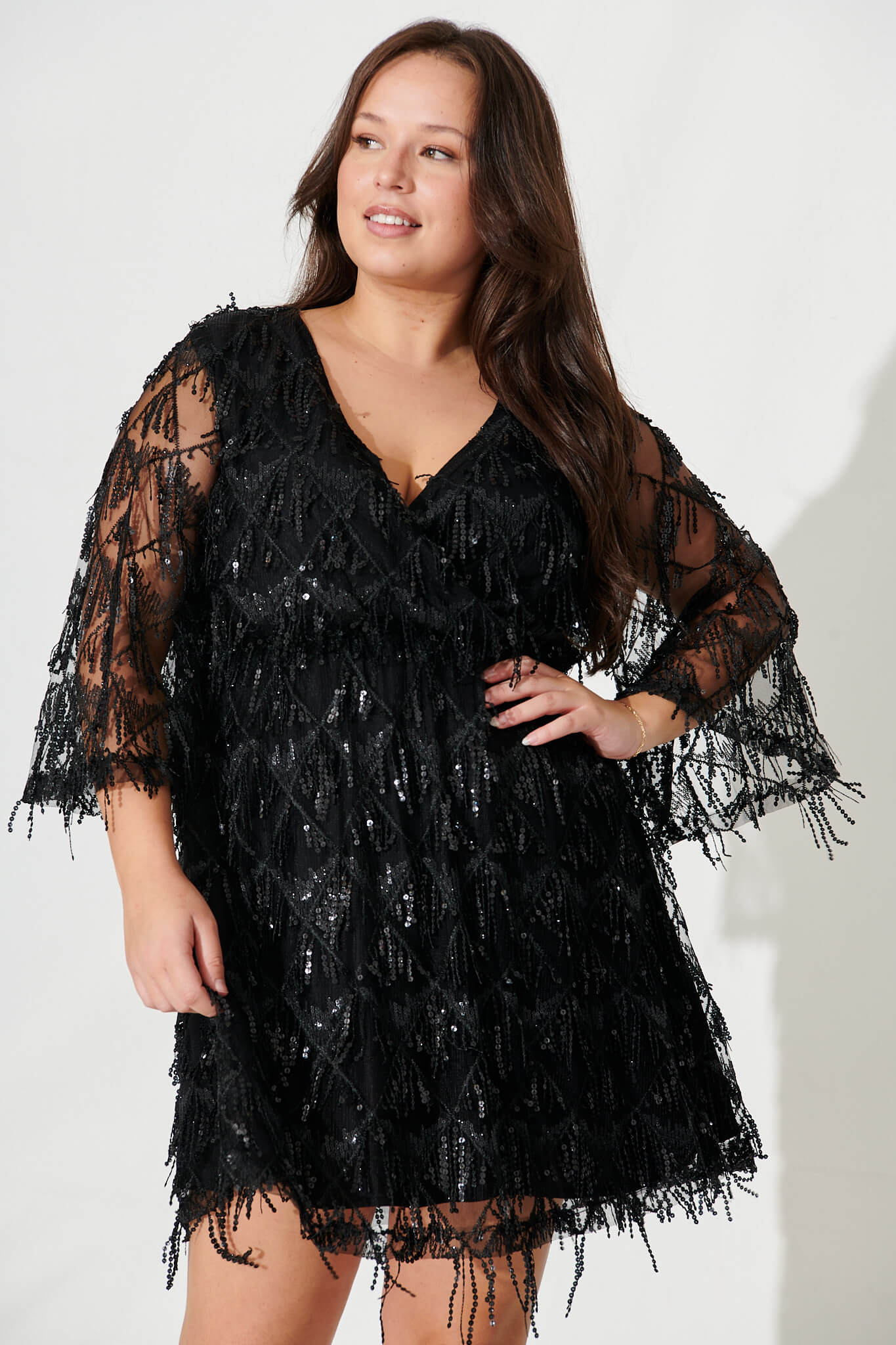 Seema Sequin Dress In Black Sequin - Image 7