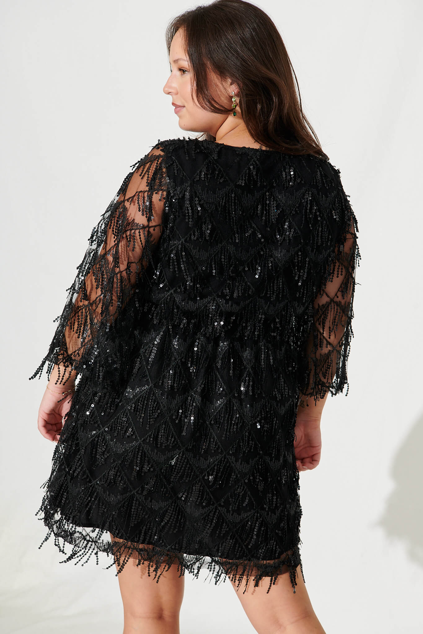 Seema Sequin Dress In Black Sequin - Image 9