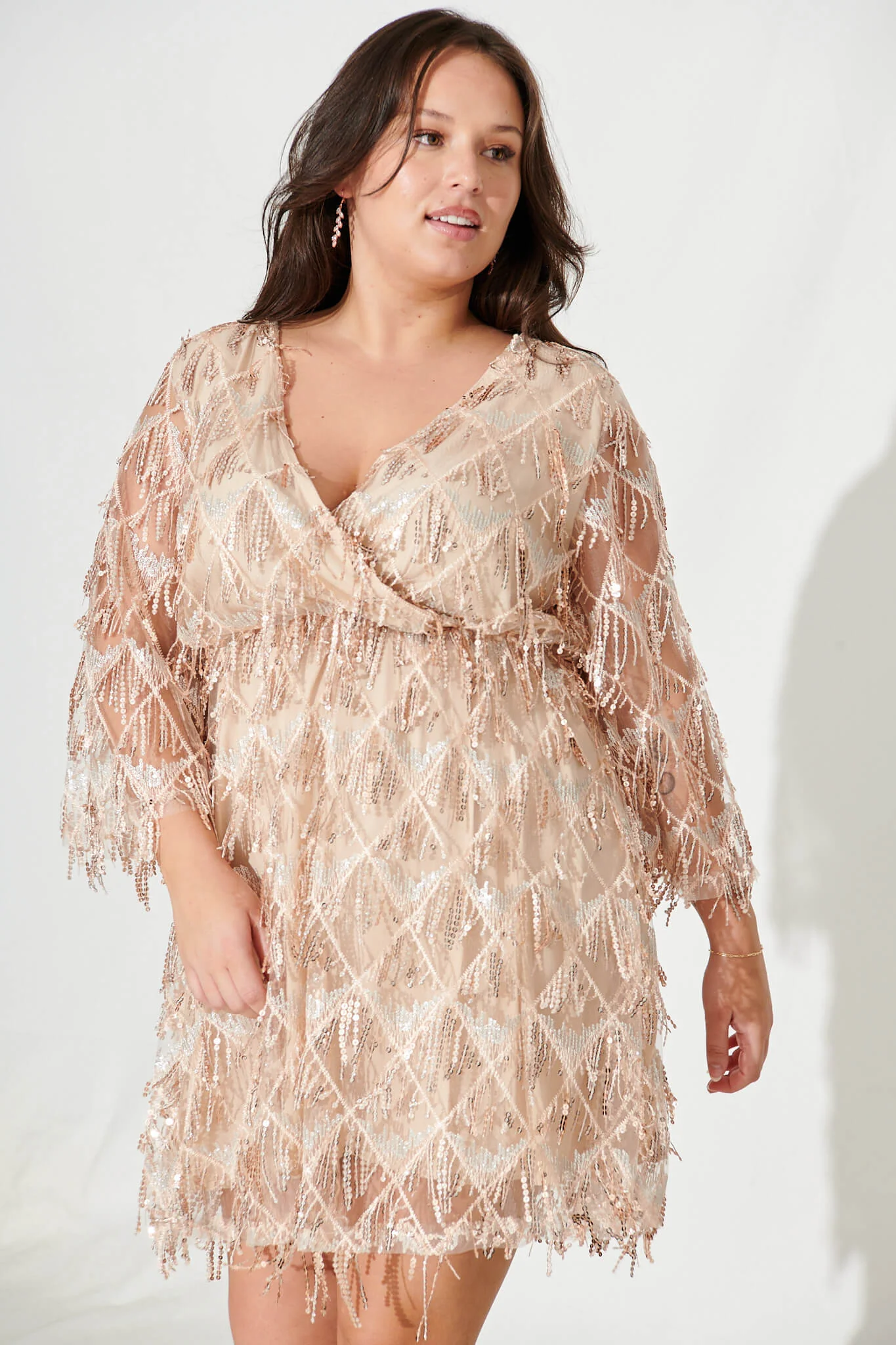 Seema Sequin Dress In Rose Gold Sequin - Image 3