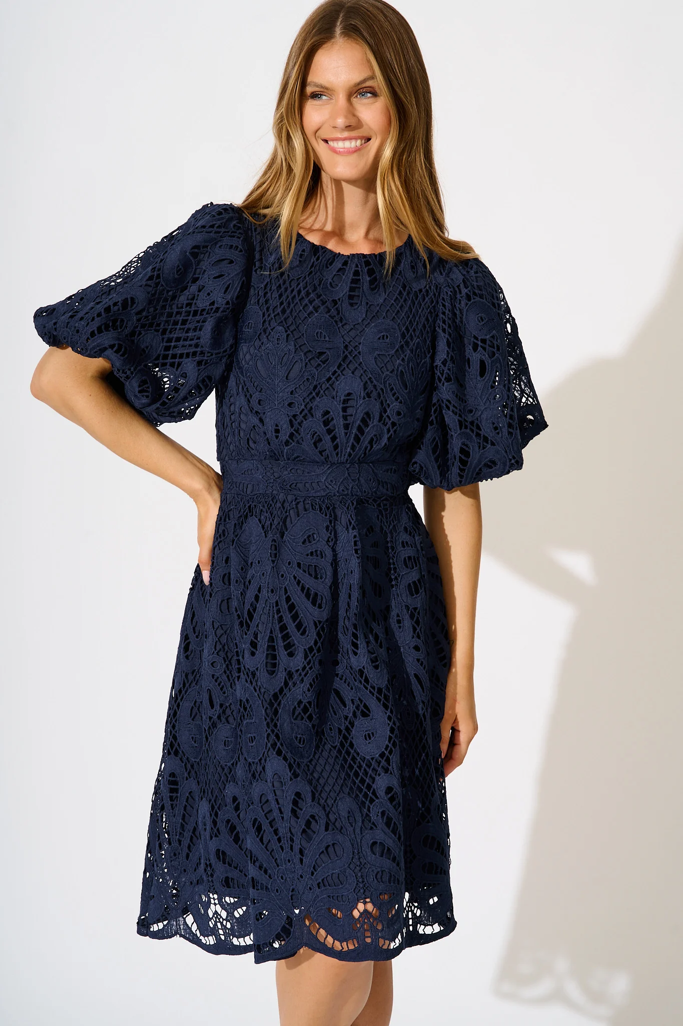 Seraphina Lace Dress in Navy - Image 2