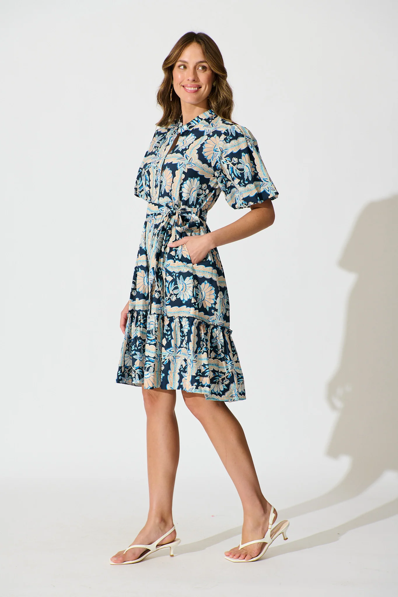 Seraya Dress in Navy Multi Floral Cotton - Image 3