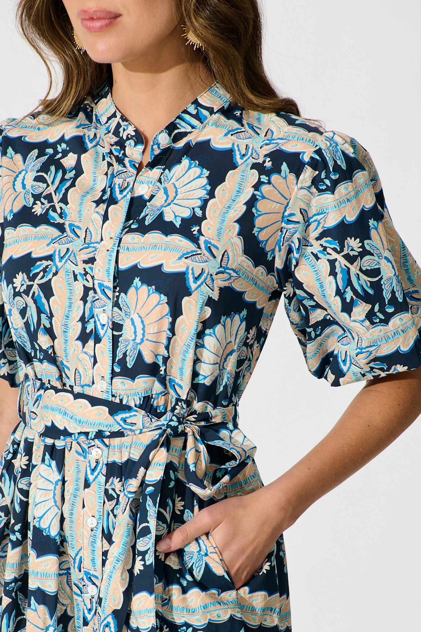 Seraya Dress in Navy Multi Floral Cotton - Image 5