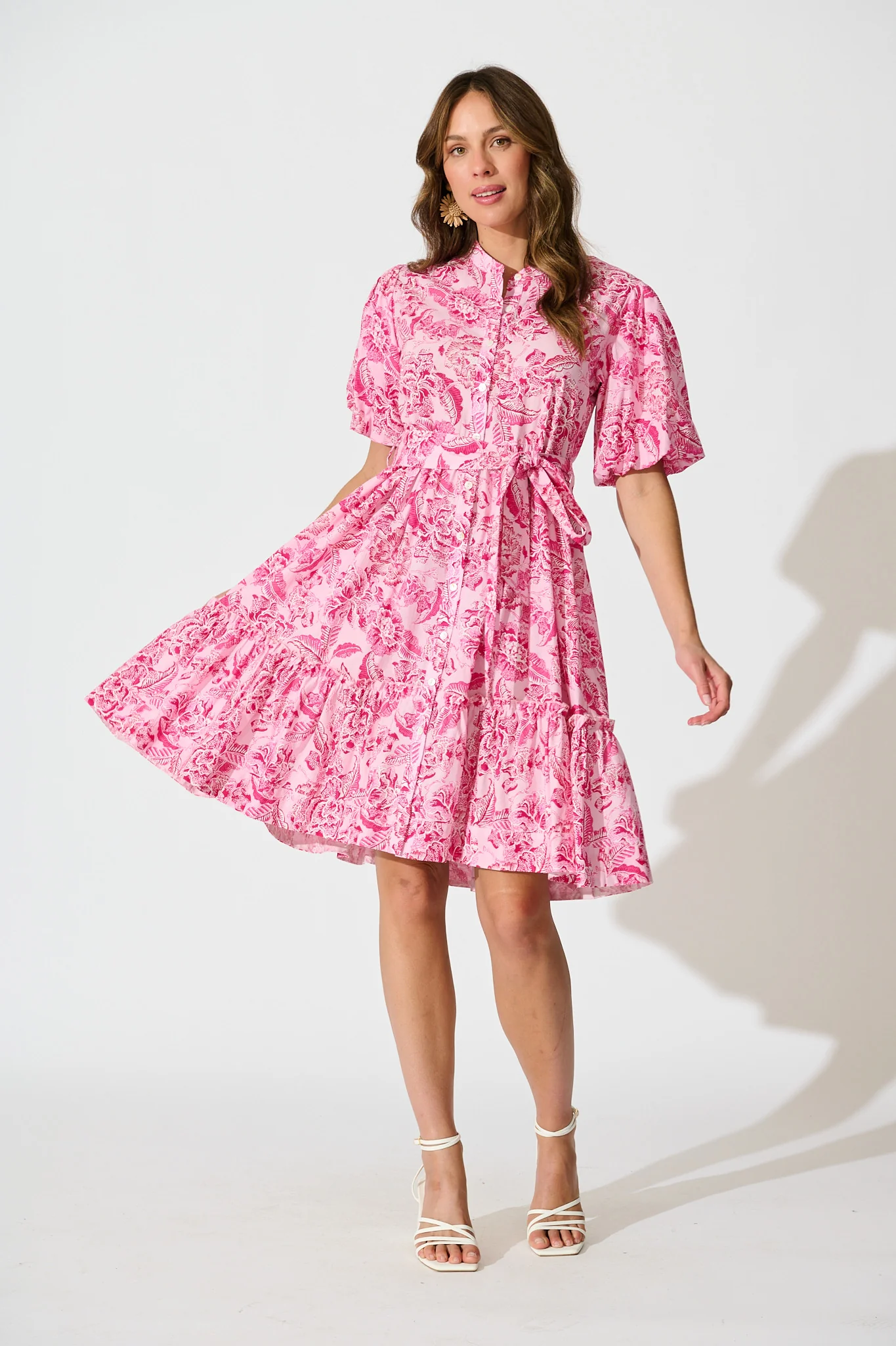 Seraya Dress in Pink Floral Cotton