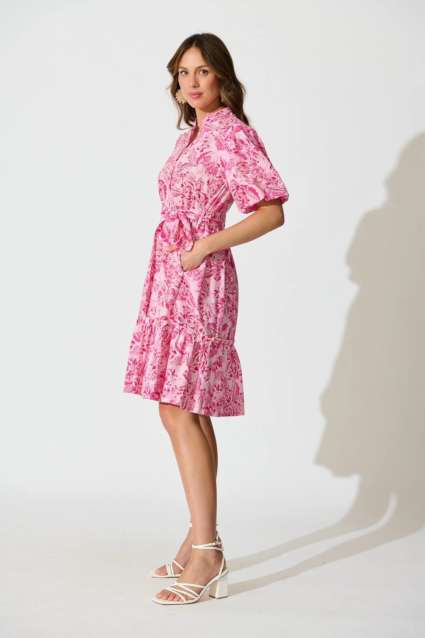 Seraya Dress in Pink Floral Cotton - Image 3