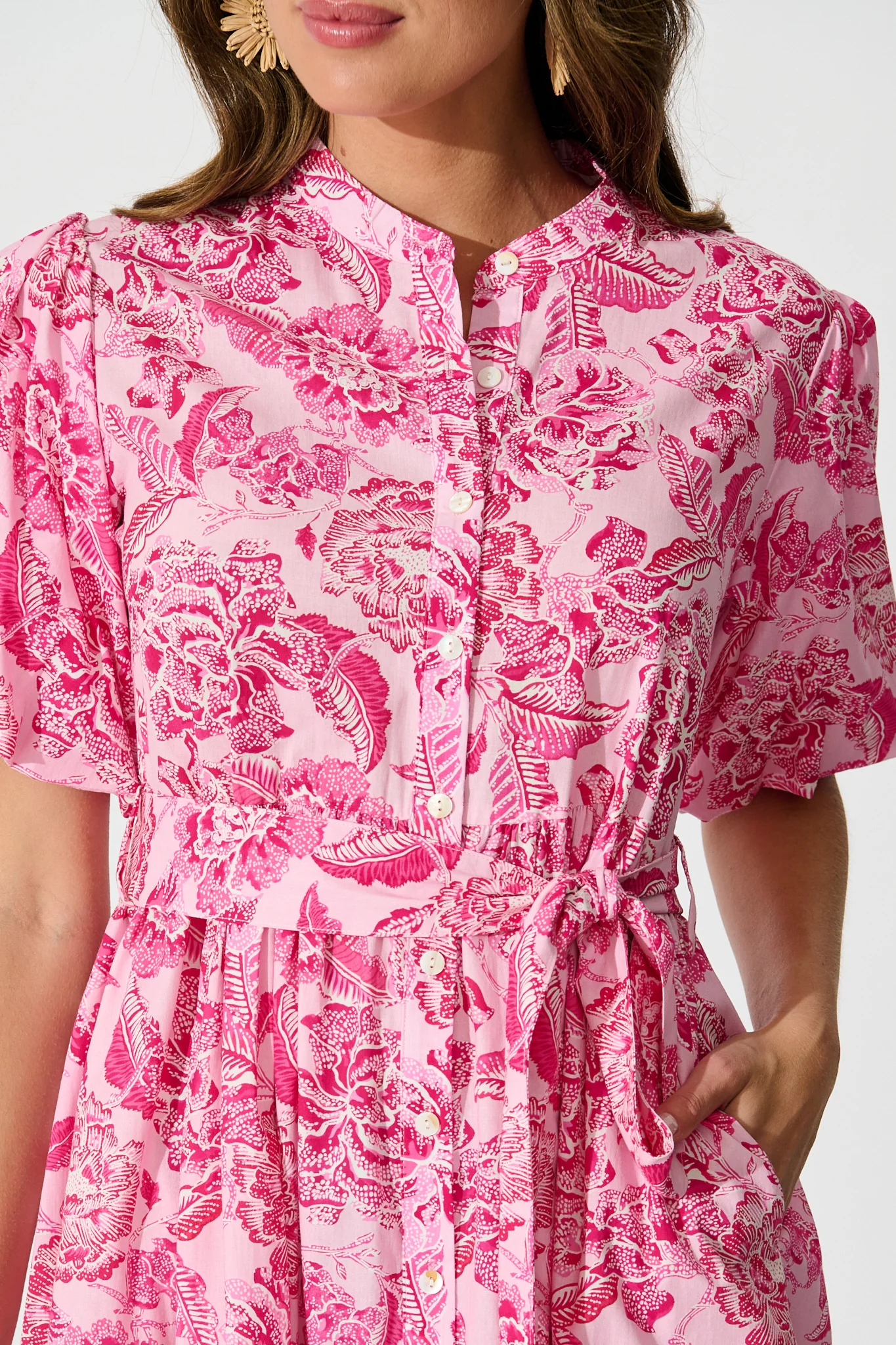 Seraya Dress in Pink Floral Cotton - Image 5