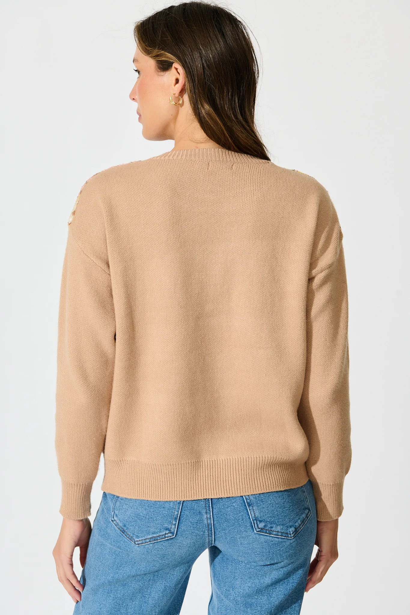 Sette Knit In Brown With Flower Sequin Wool Blend - Image 4