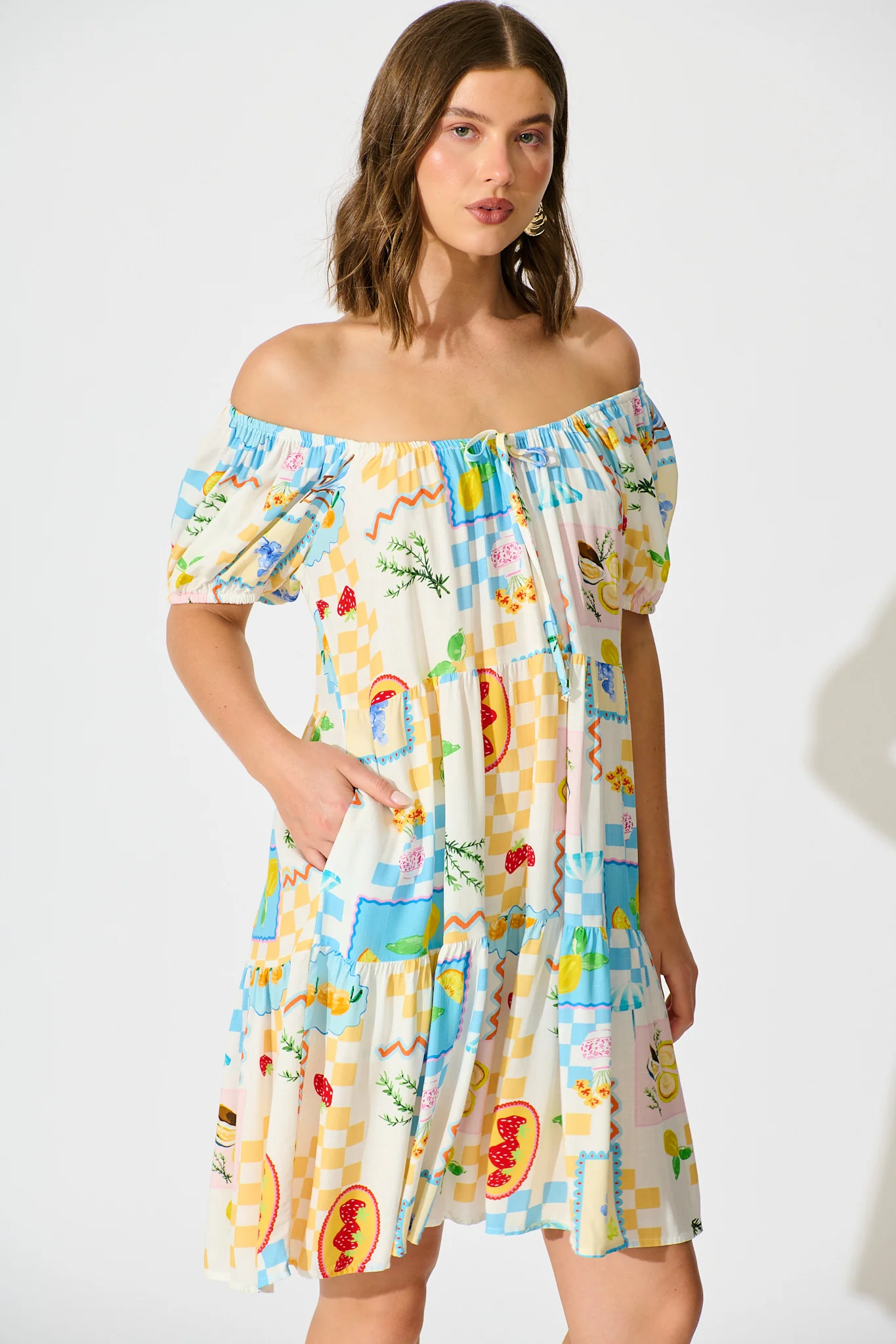 Sharanne Smock Dress in Multi Fruit Print - Image 2