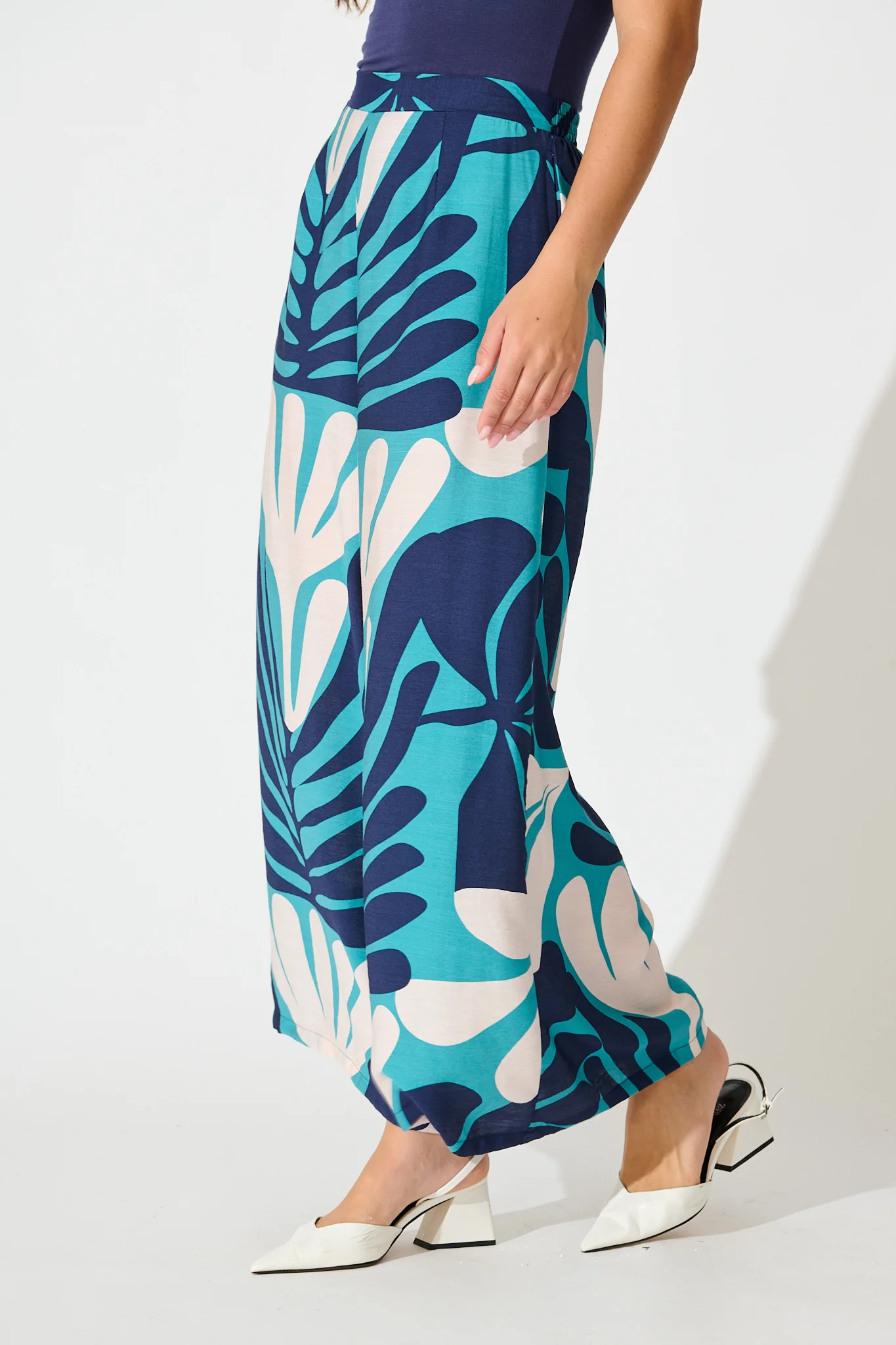 Sheer Luck Pant in Multi Blue Print - Image 2