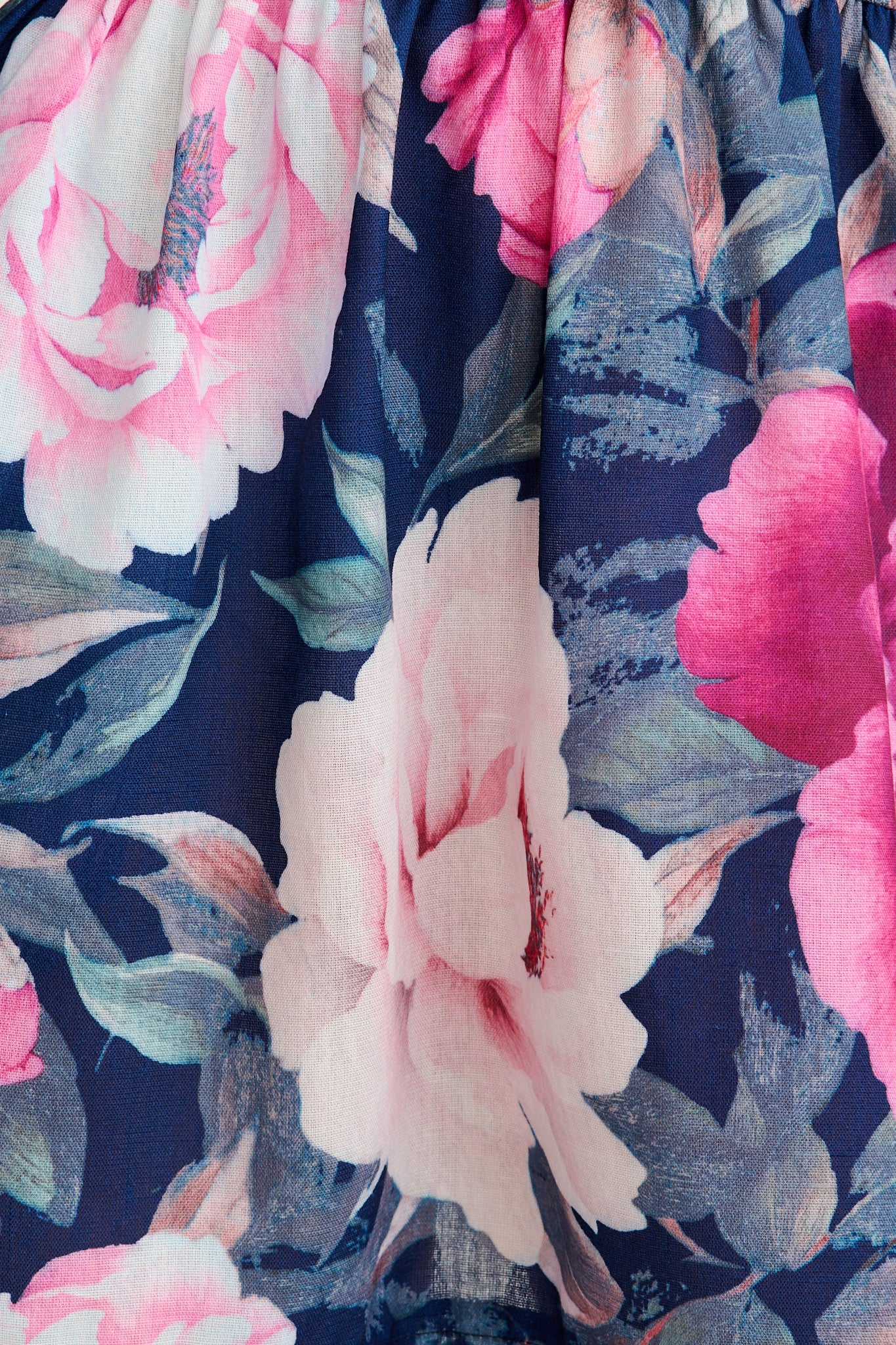 Shimmer Dress in Navy with Pink Floral Linen Blend - Image 11