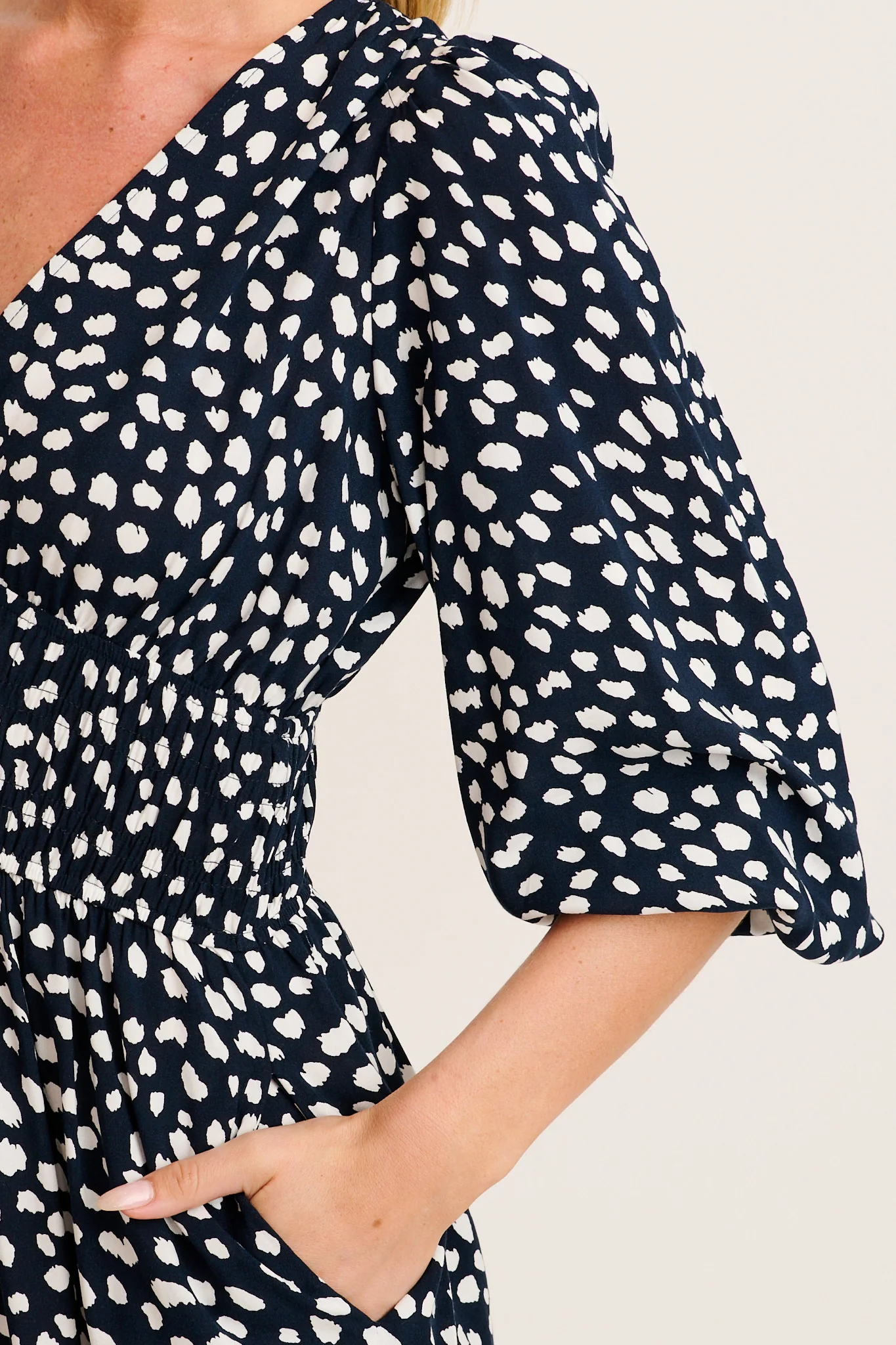 Shimmer Dress in Navy with White Speckle - Image 5