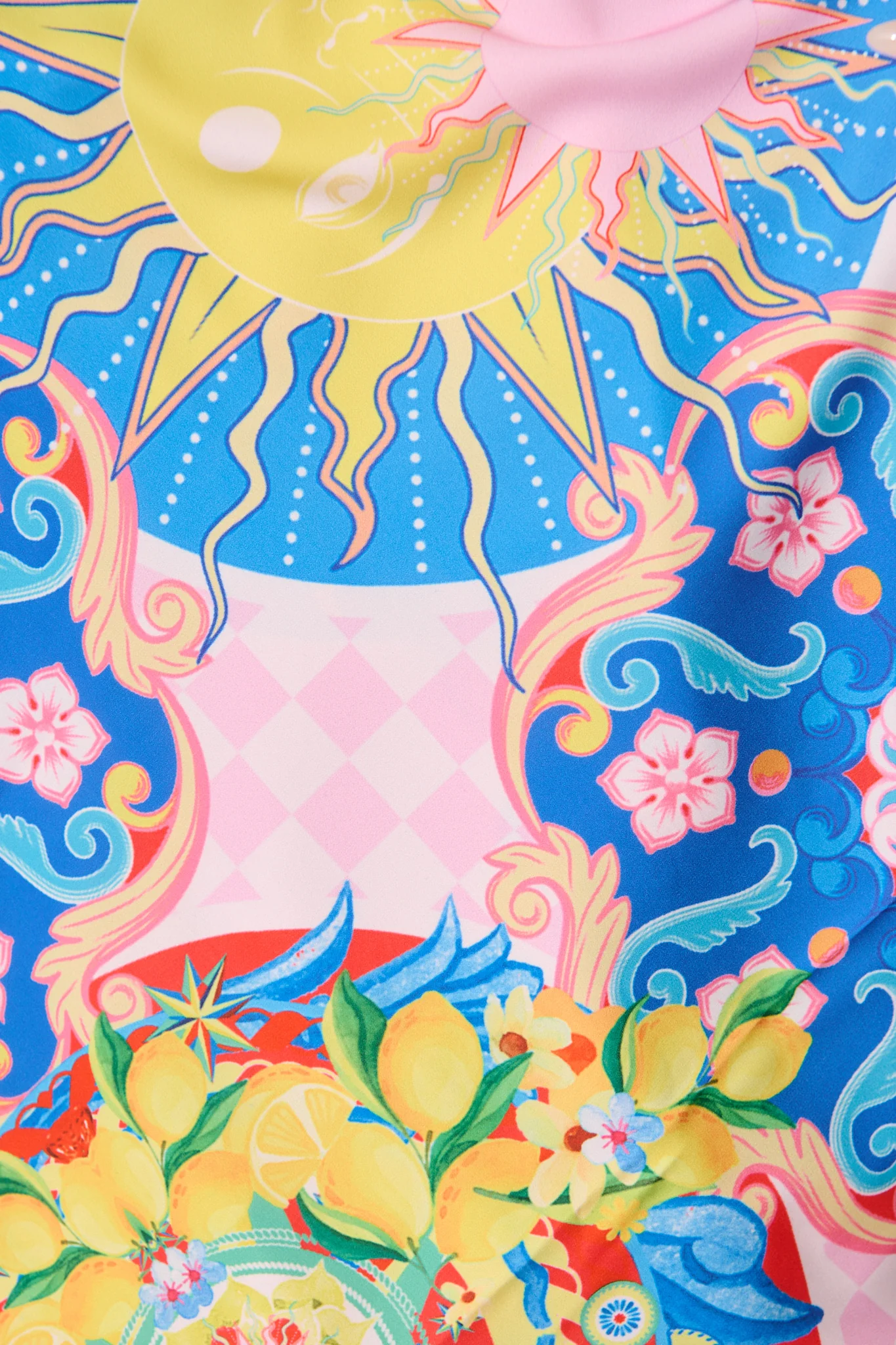 Siciliy Bloom Scarf in Blue with Multi Sun Print - Image 6