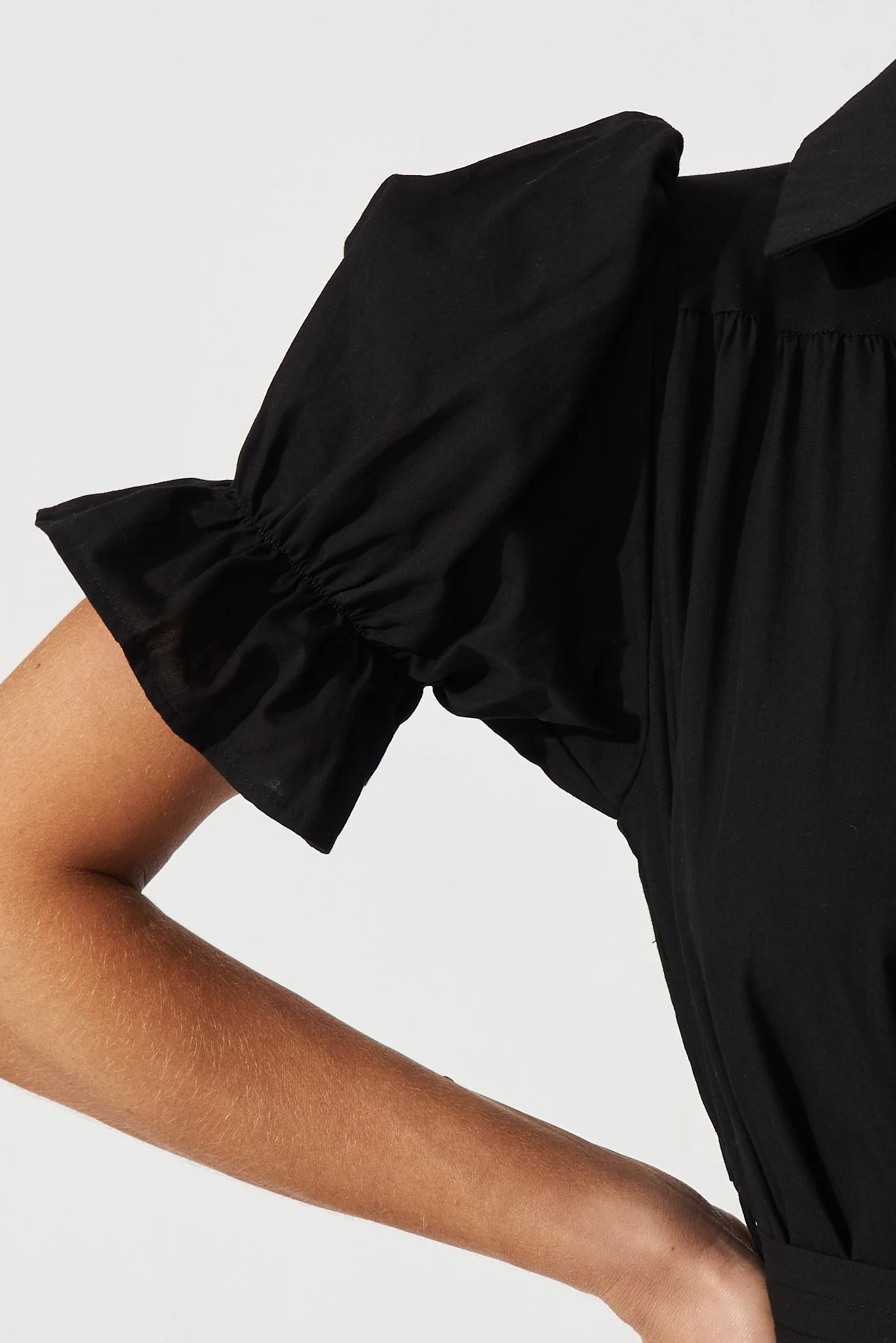 Sicilly Midi Shirt Dress In Black Cotton - Image 6