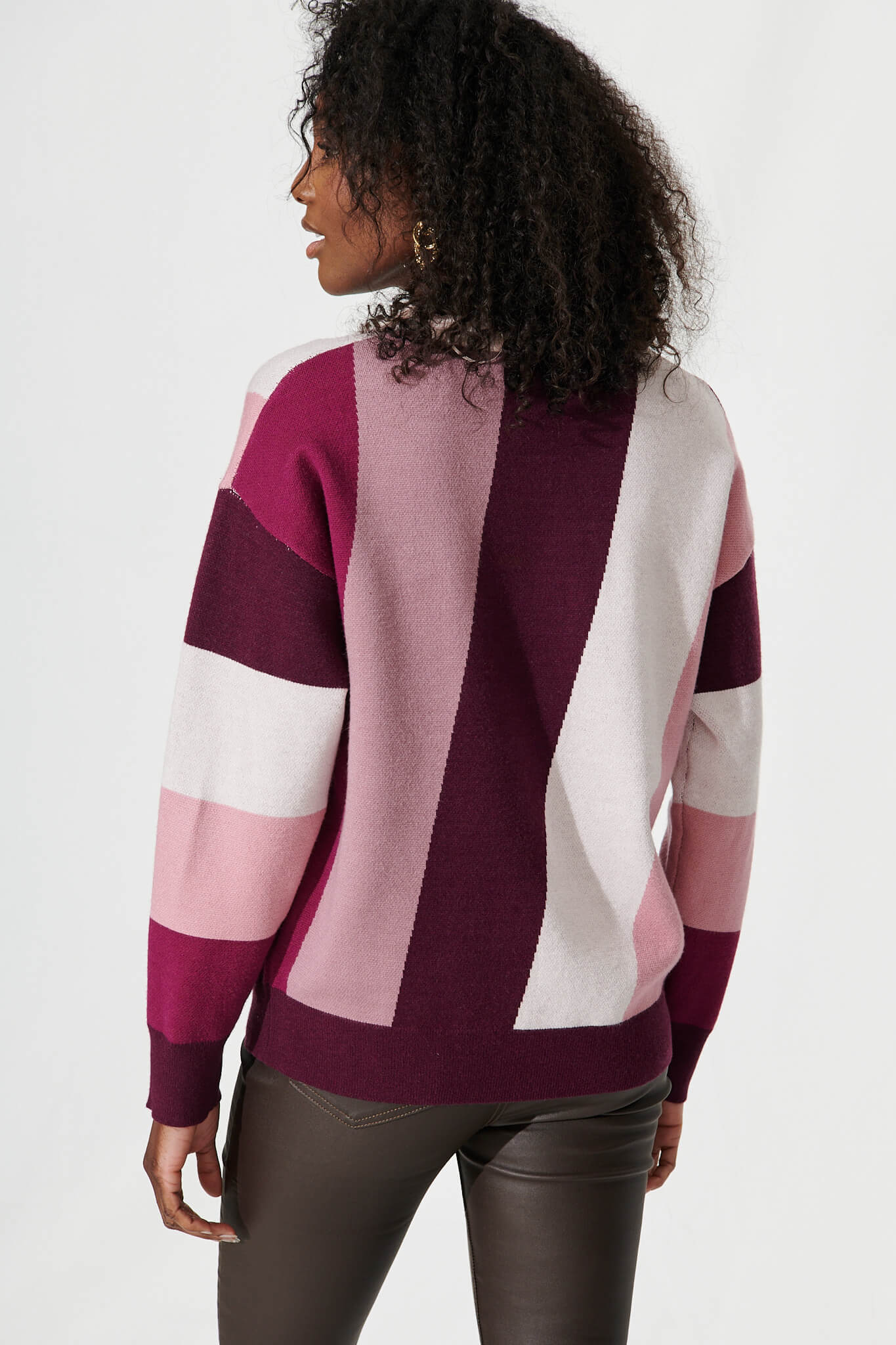 Sierra Knit In Plum Multi Stripe Cotton Blend - Image 9
