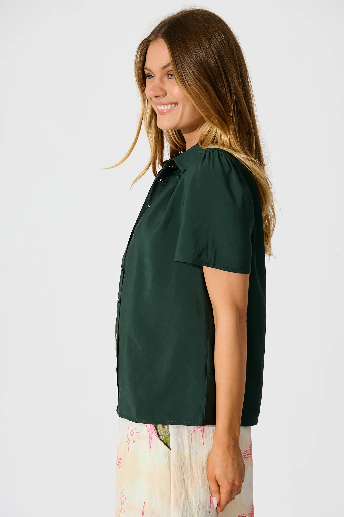 Simplicity in Lace Shirt in Emerald - Image 2