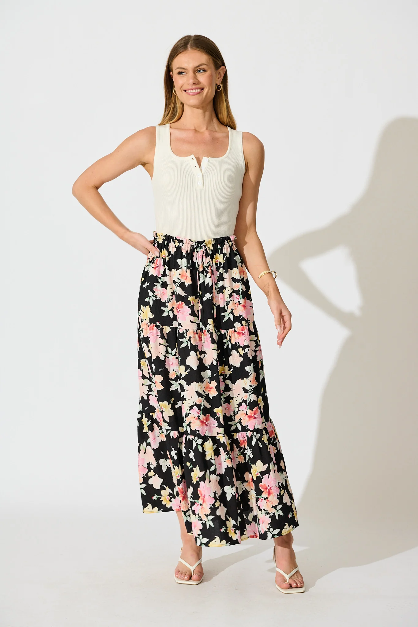 Sinead Maxi Skirt in Black Multi Floral - Image 4