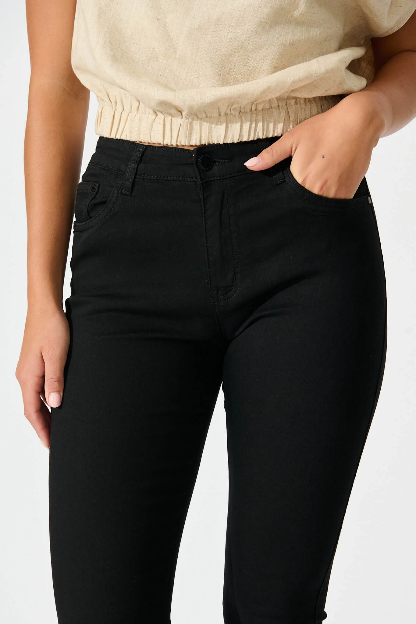 Siren High Rise Skinny Jean in Black Denim - Image 8
